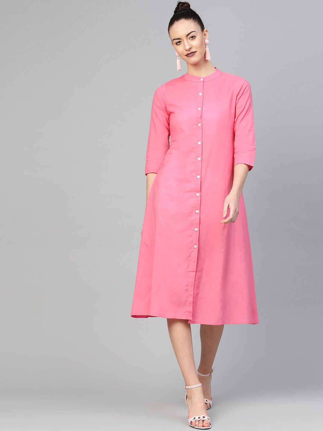 Women's Mauve &  Solid A-Line Dress - Nayo Clothing