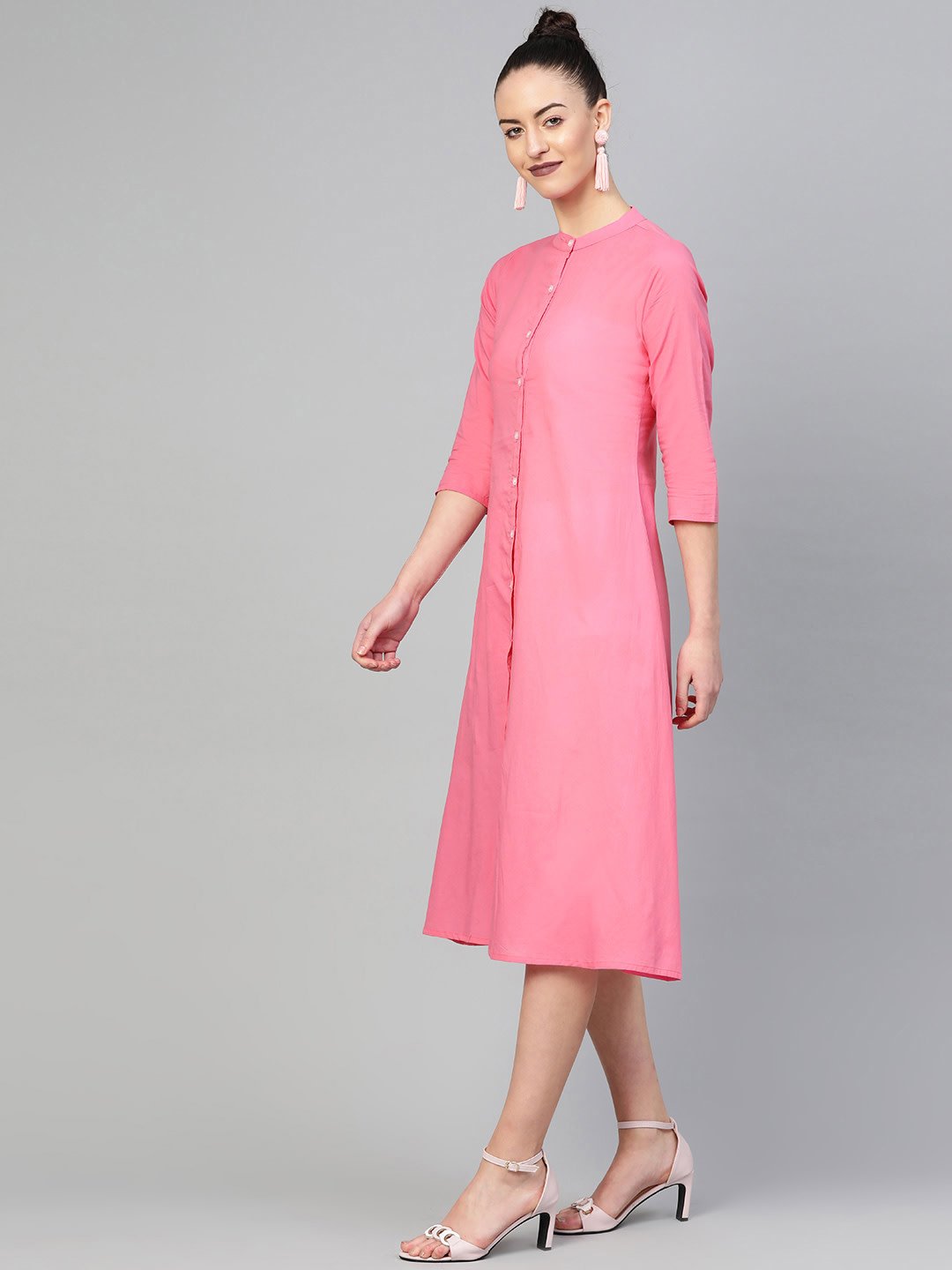 Women's Mauve &  Solid A-Line Dress - Nayo Clothing