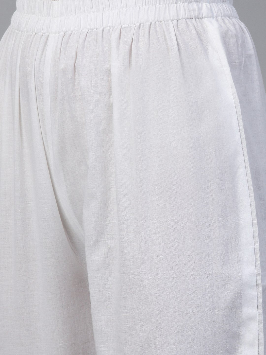 Women's White Three-Quarter Sleeves Flared Kurta And Trouser Set - Nayo Clothing