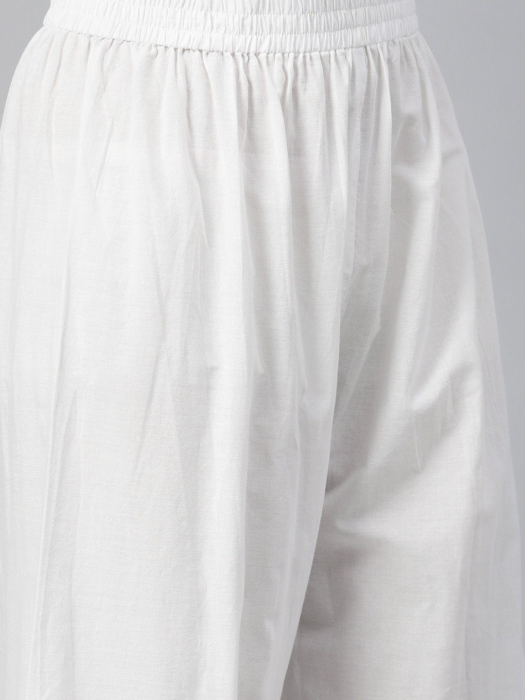 Women's White Three-Quarter Sleeves Flared Kurta With Palazzo - Nayo Clothing