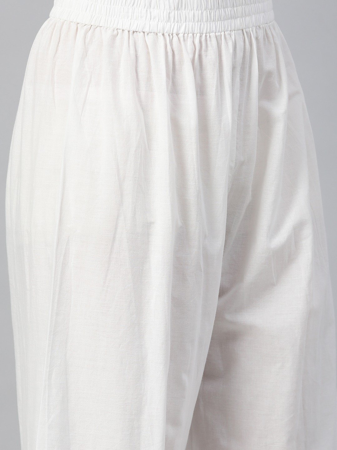 Women's White Three-Quarter Sleeves Straight Kurta With Palazzo - Nayo Clothing