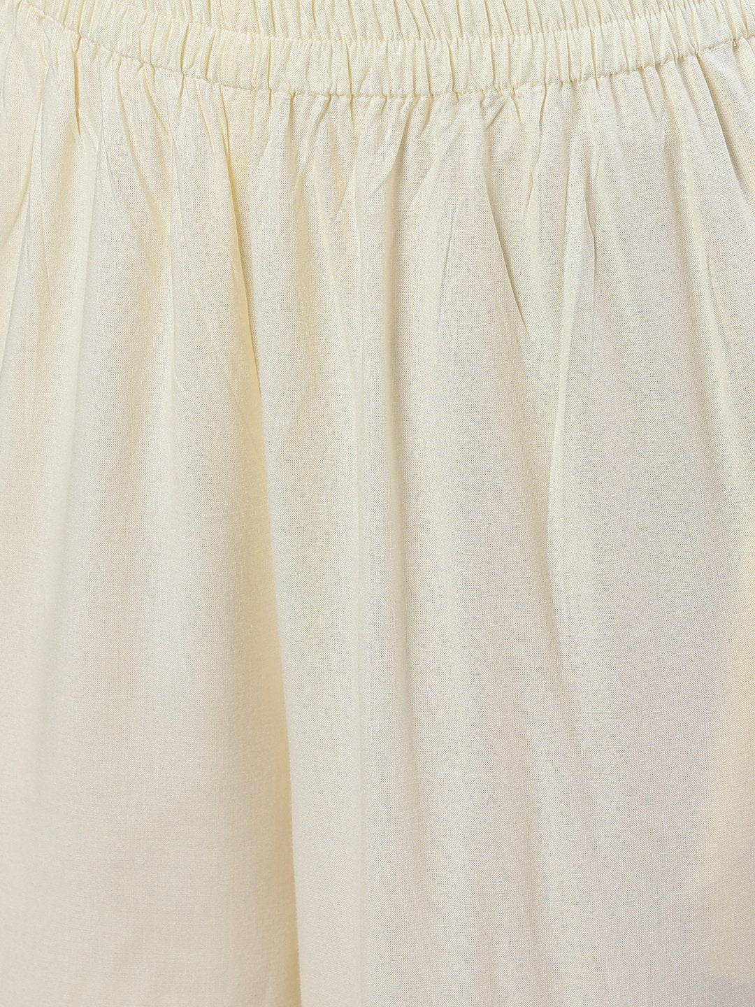 Women's Cream Three-Quarter Sleeves Straight Kurta Palazzo With Dupatta - Nayo Clothing