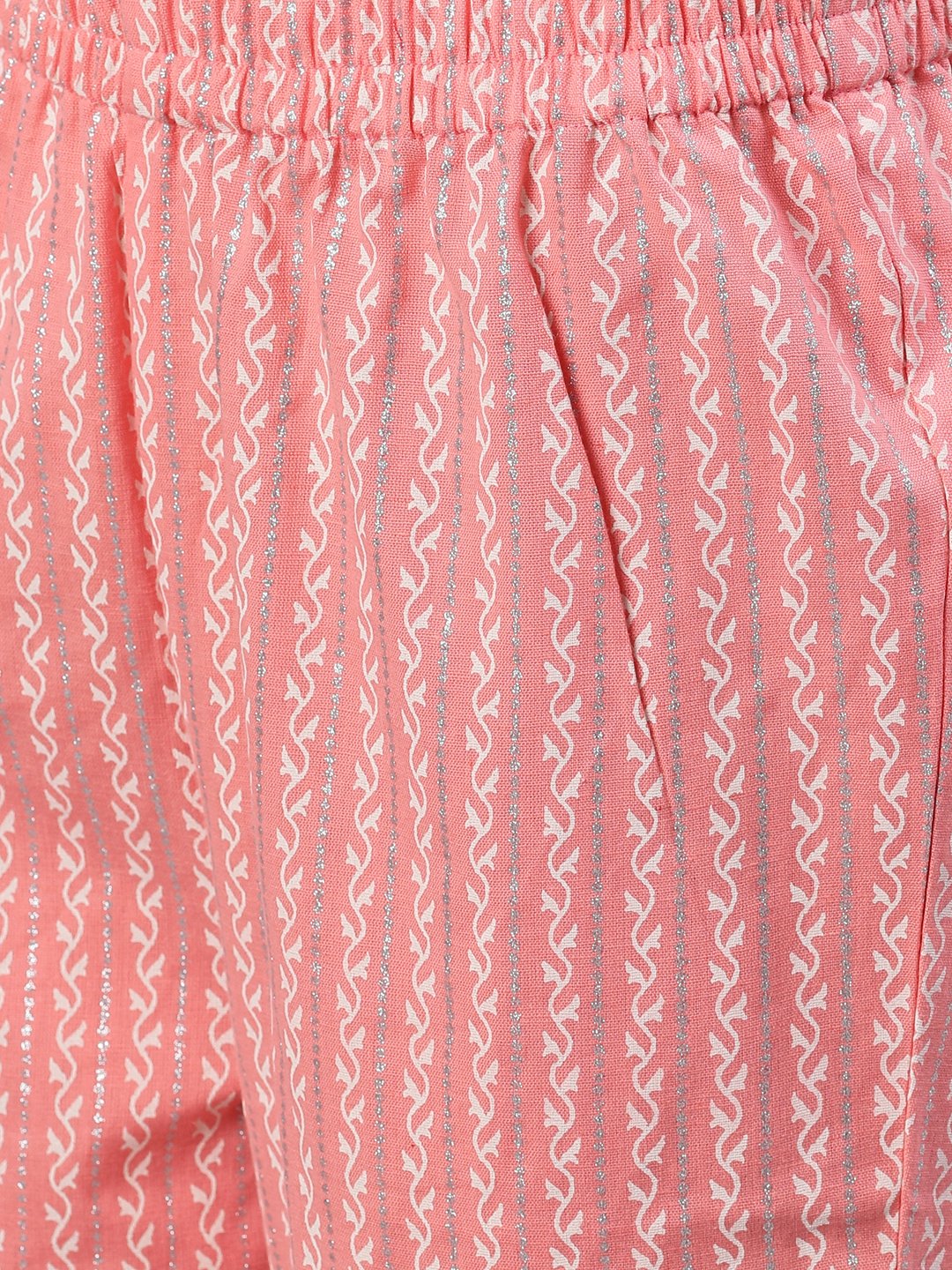 Women's Light Pastel Pink Three-Quarter Sleeves Flared Kurta With Palazzo - Nayo Clothing