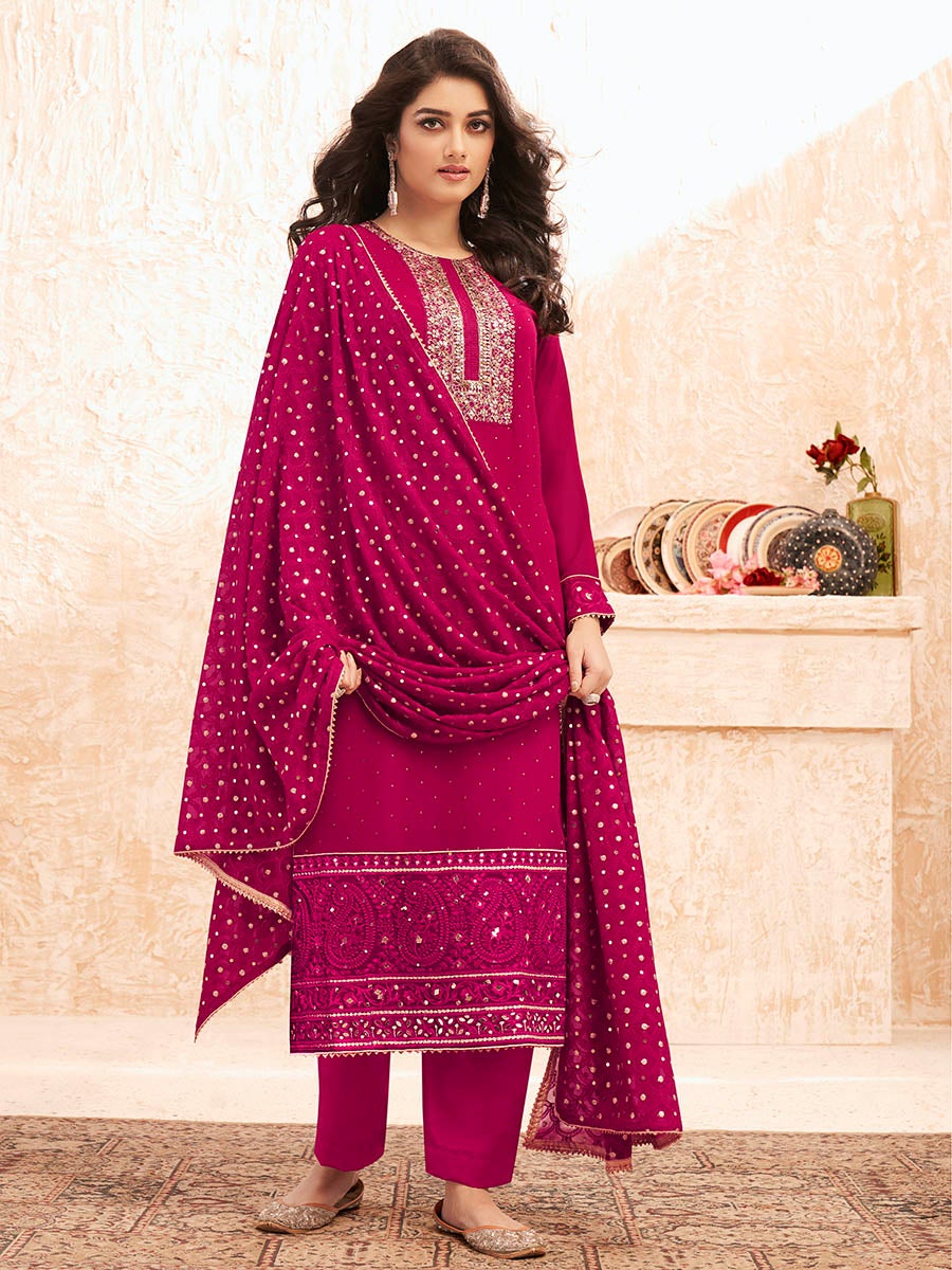 Women's Rani Emboidered Georgette Pant Style Suit-Myracouture