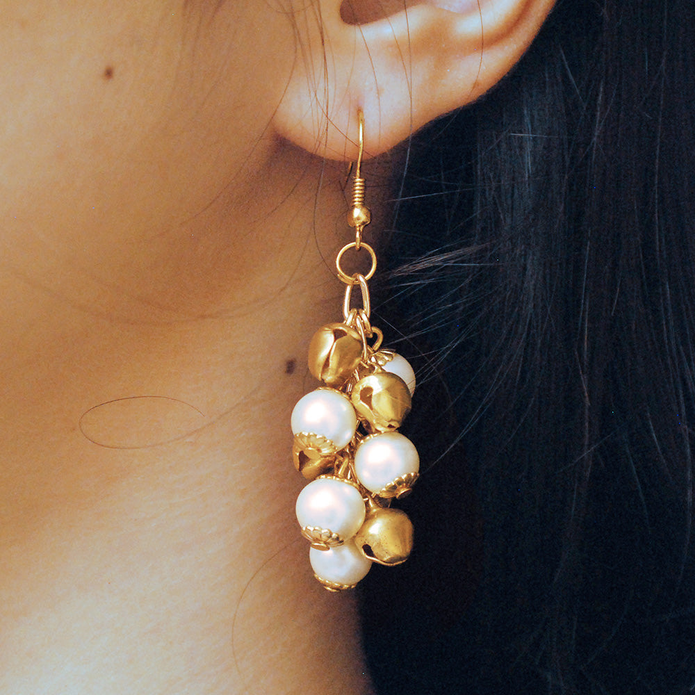 Women's Pearl And Ghungroo Earrings  - BeAbhika