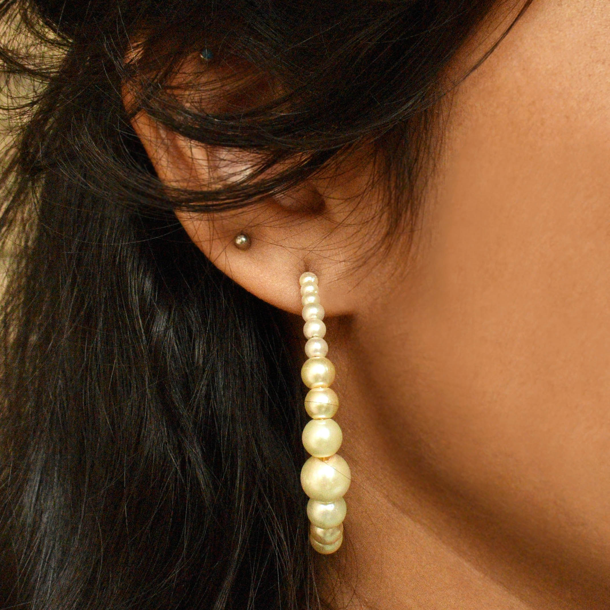 Women's Peppy pearl half hoop earring
 - BeAbhika