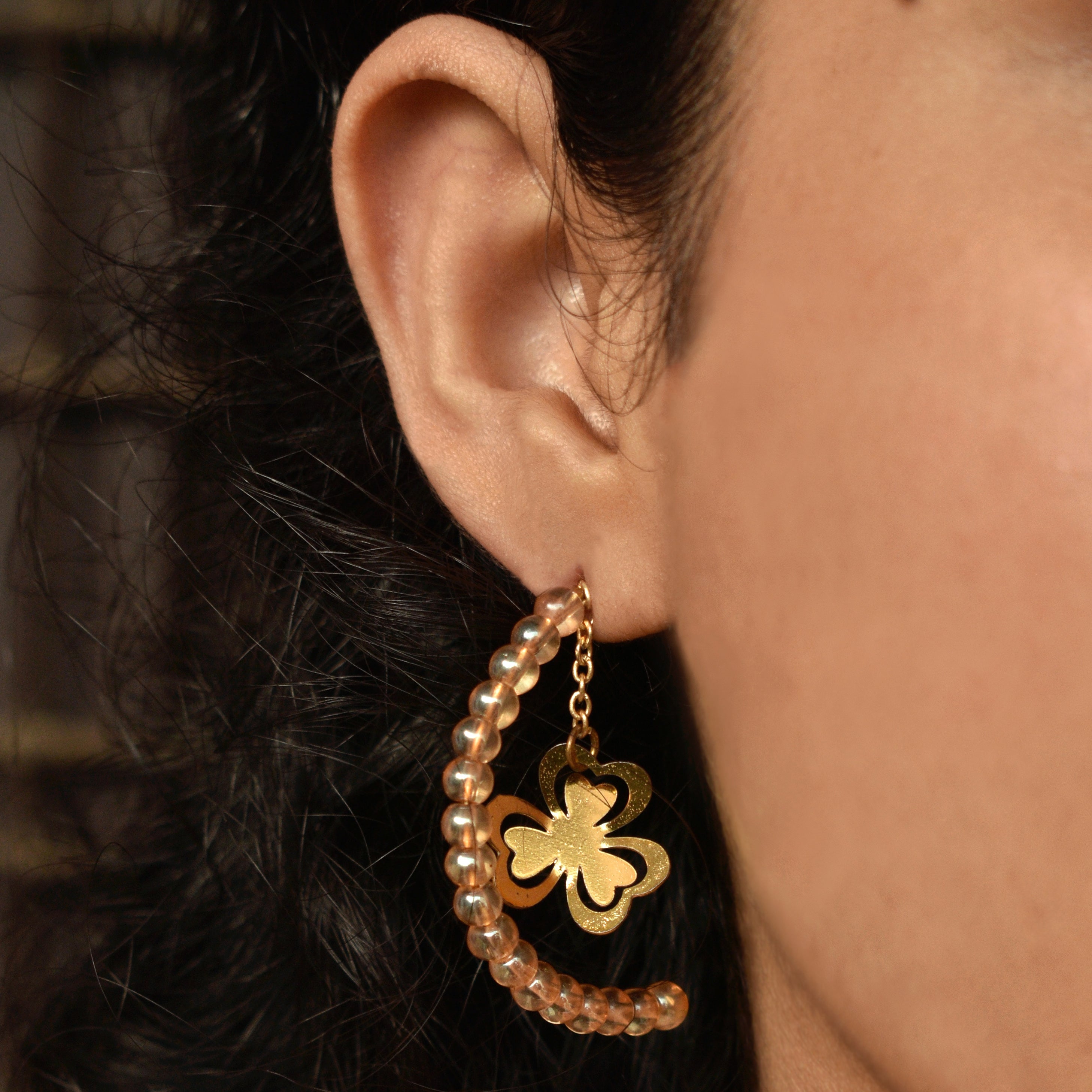 Women Floral Half Hoop earrings by BeAbhika (1 Pc Set)