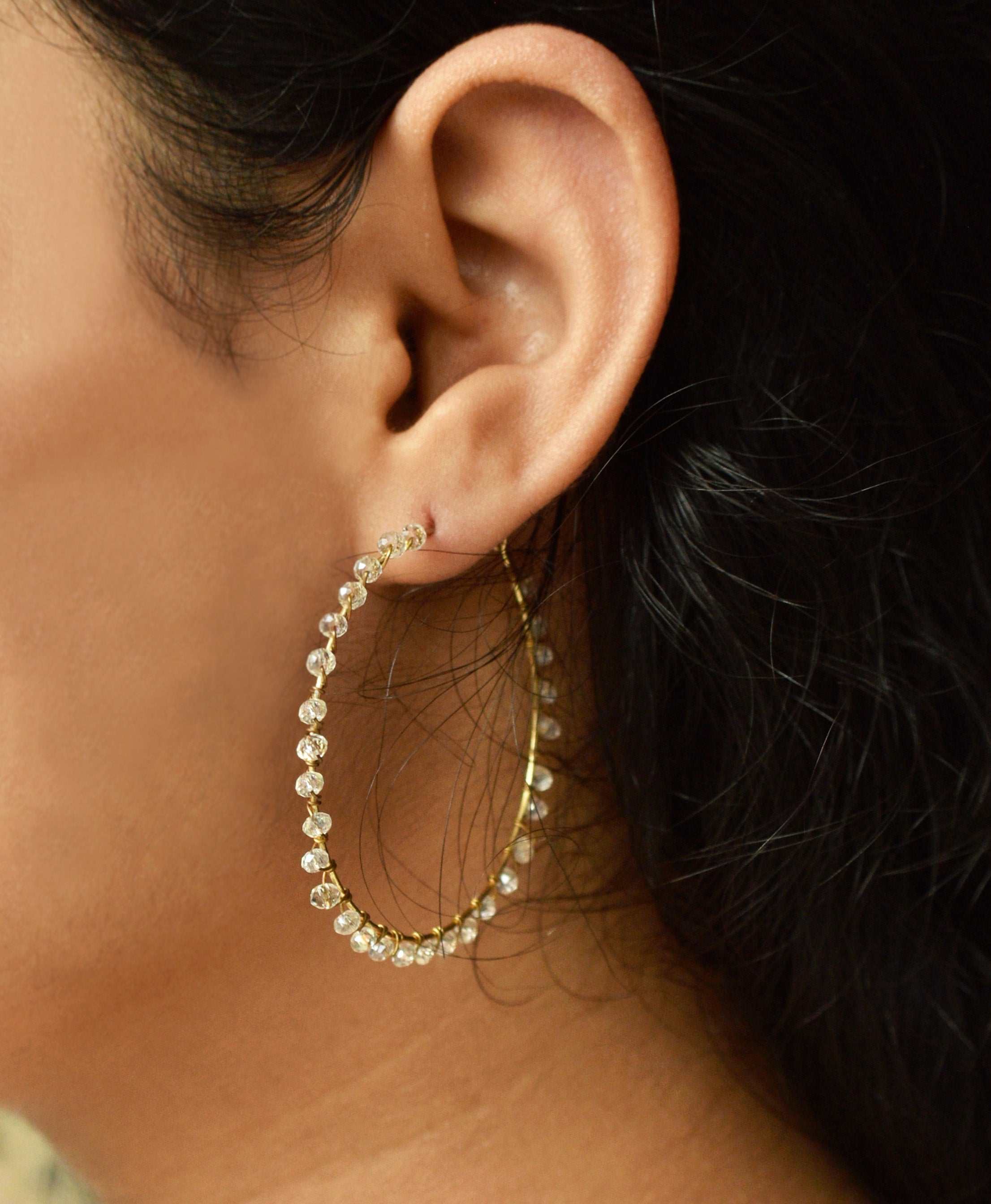 Women's Beaded hoop earrings   - BeAbhika