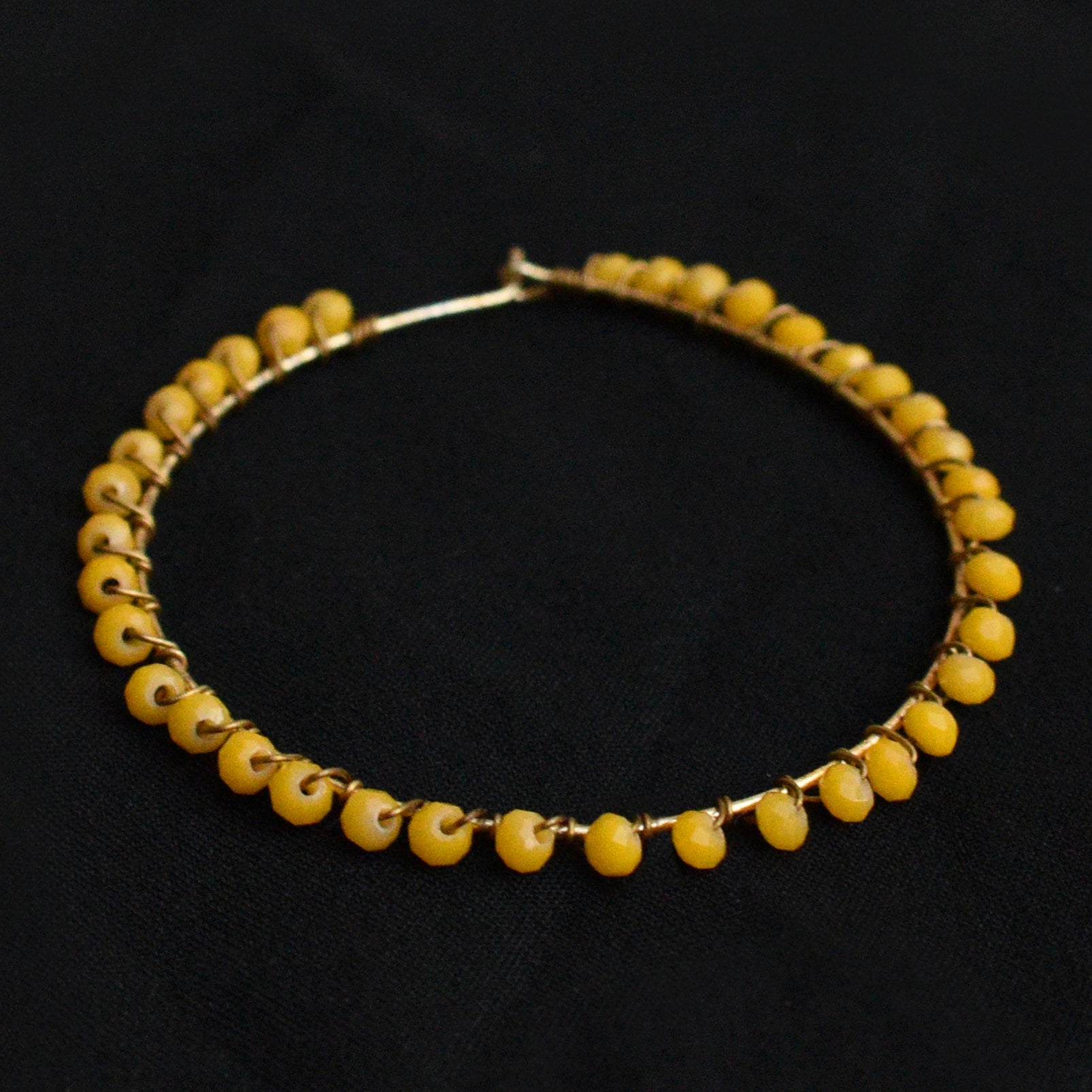 Women's Beaded hoop earrings ( Yellow)  - BeAbhika