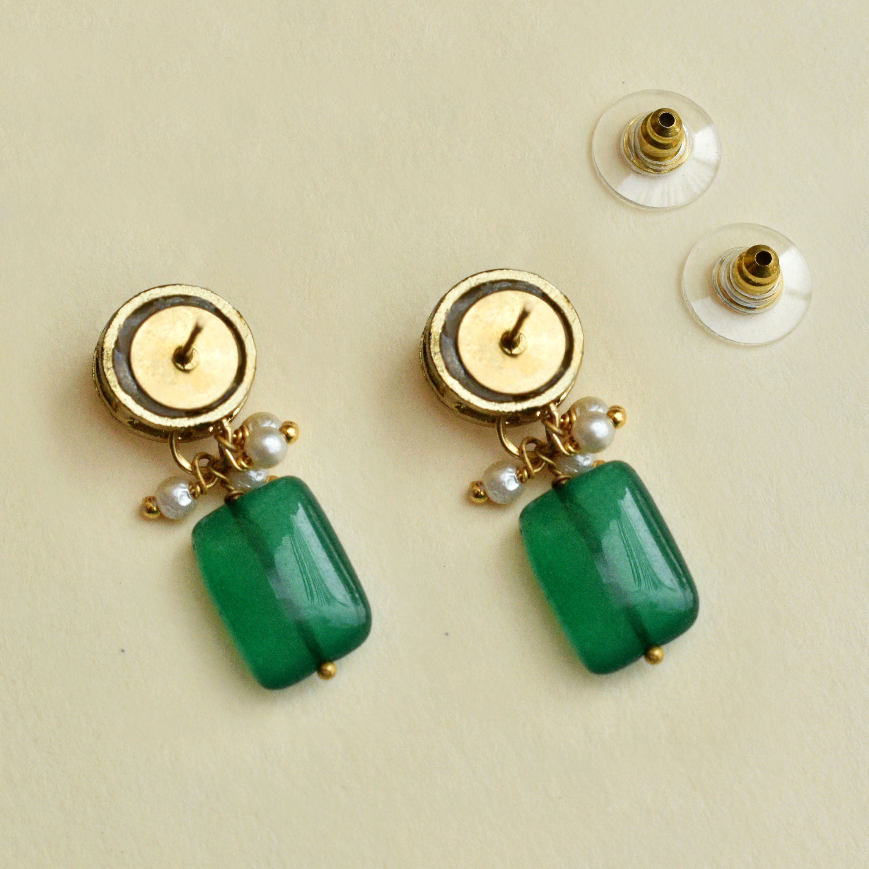 Women's Green Glass Stone Earrings - BeAbhika