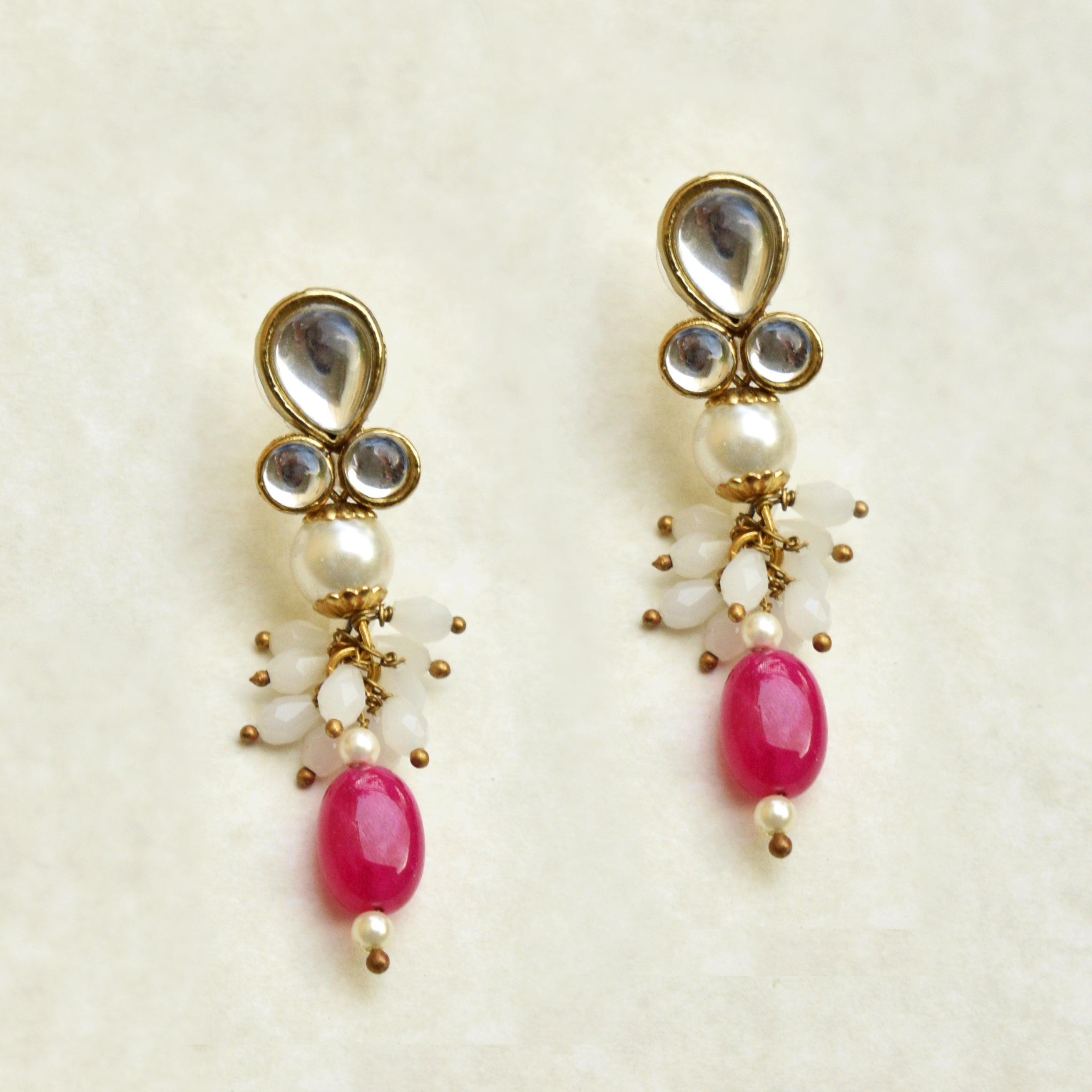 Women's Red Stone Drop Earrings - BeAbhika