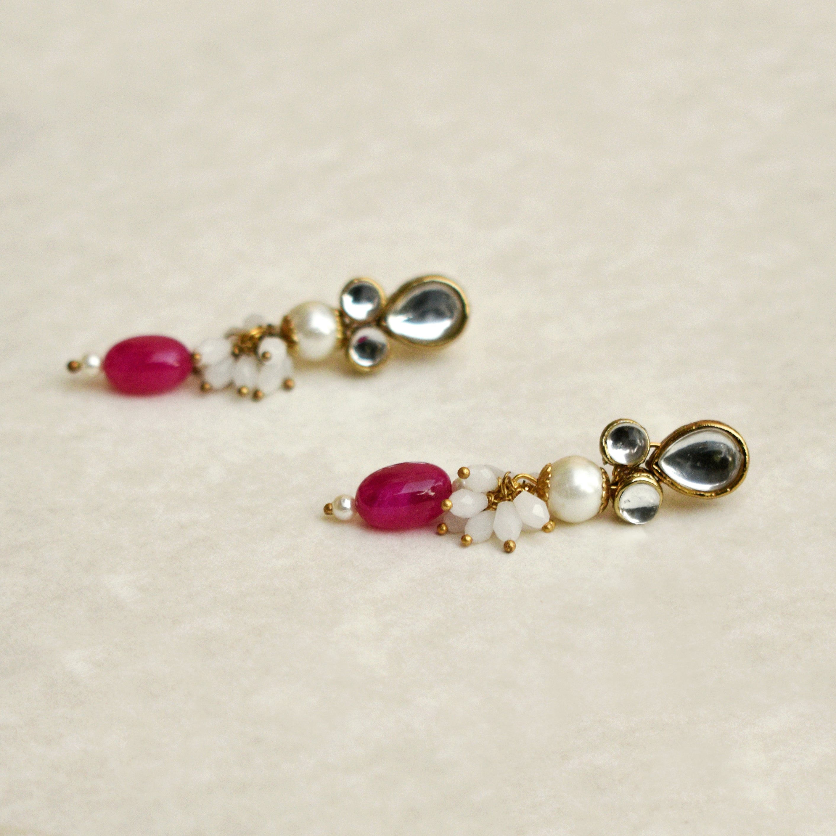 Women's Red Stone Drop Earrings - BeAbhika