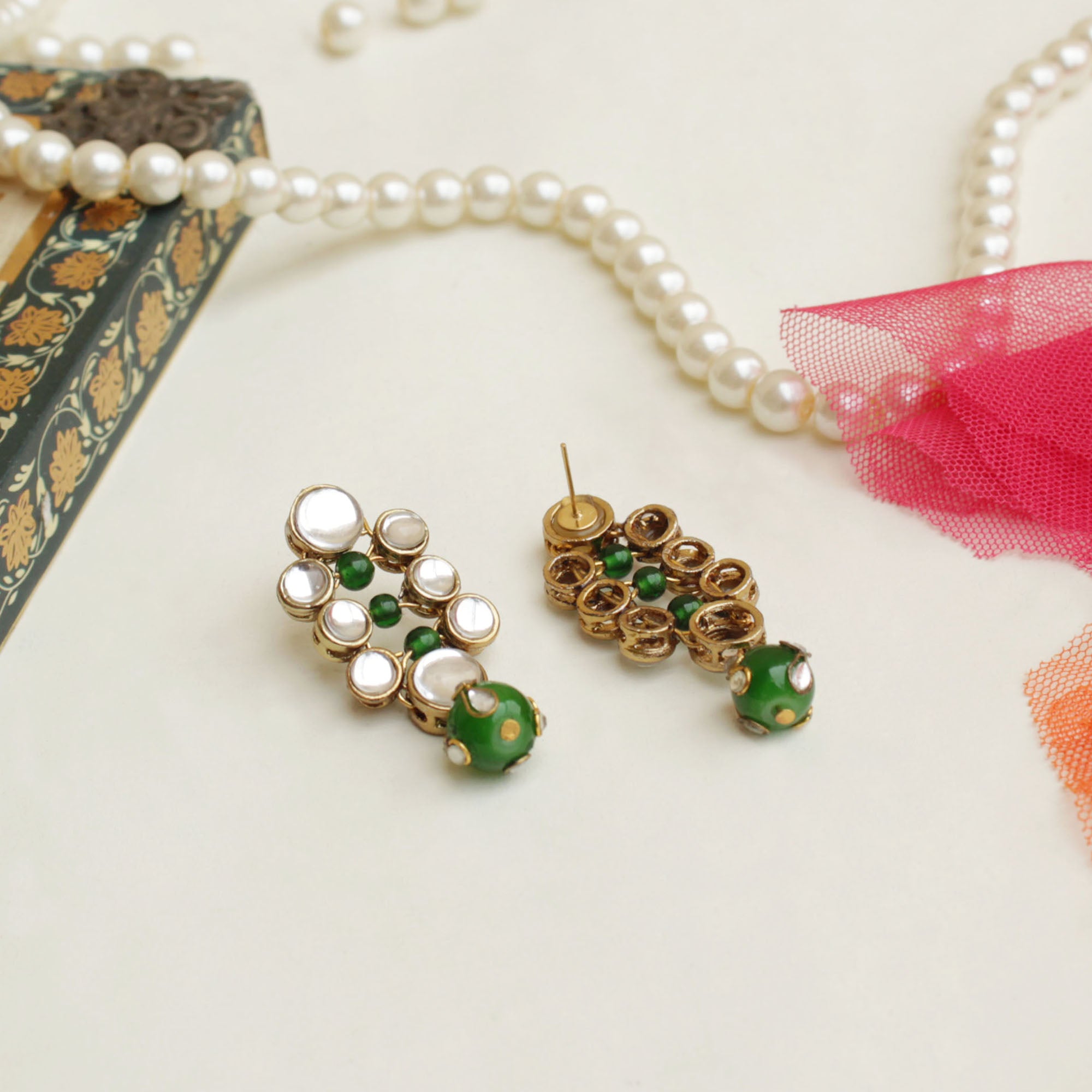 Women's Studded kundan bead earrings - BeAbhika