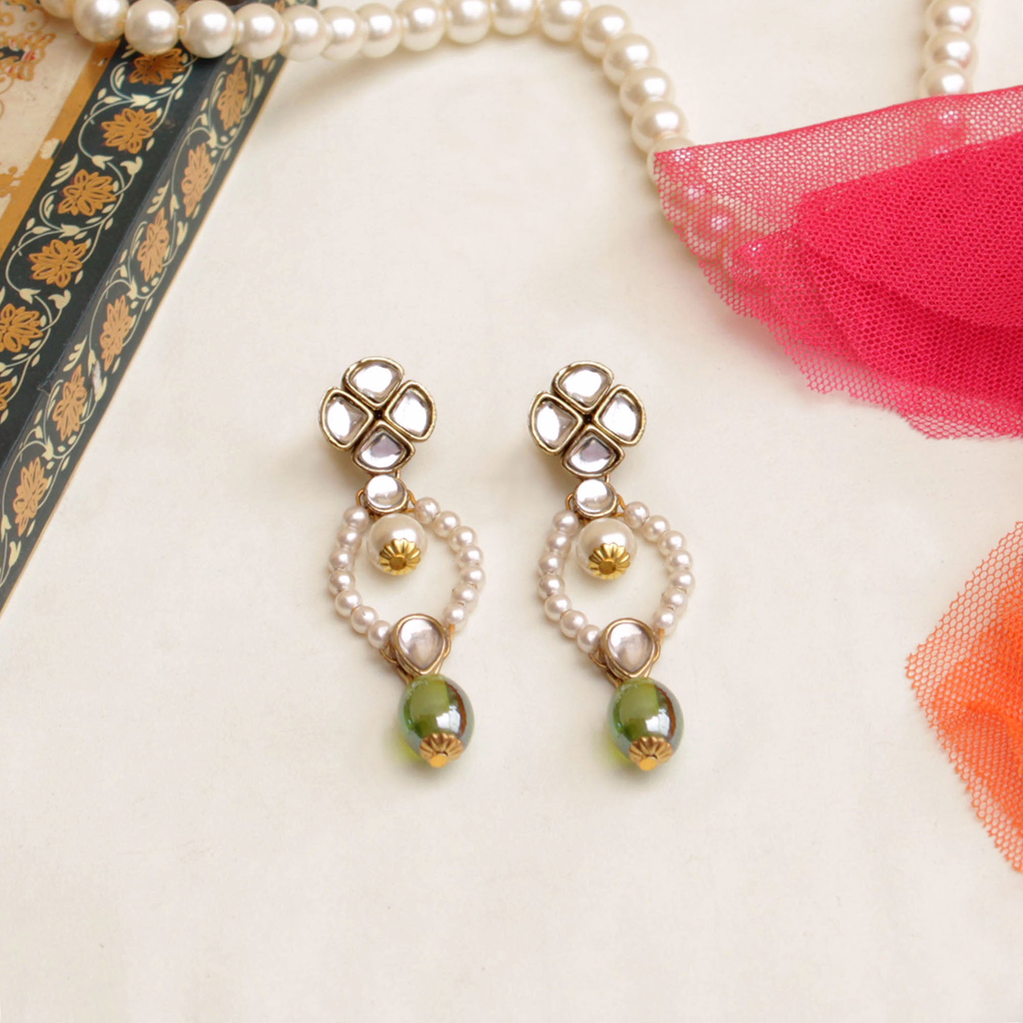 Women's Semi Precious Beads & Kundan earrings  - BeAbhika