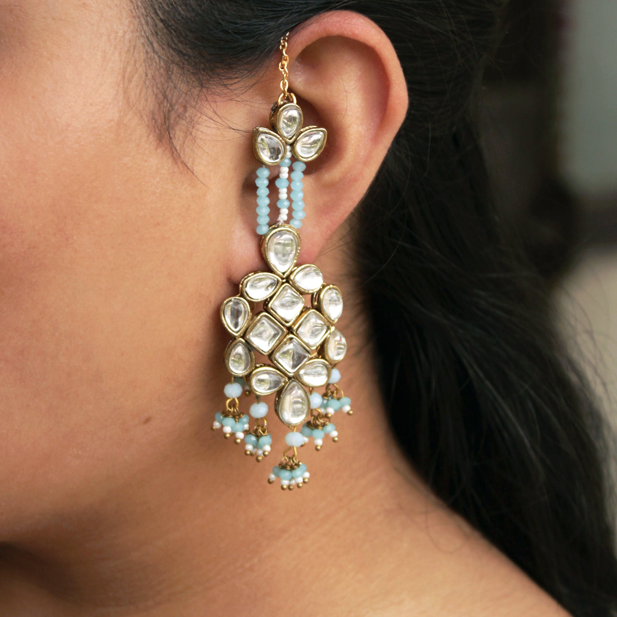 Women's Majestic kundan earrings  - BeAbhika