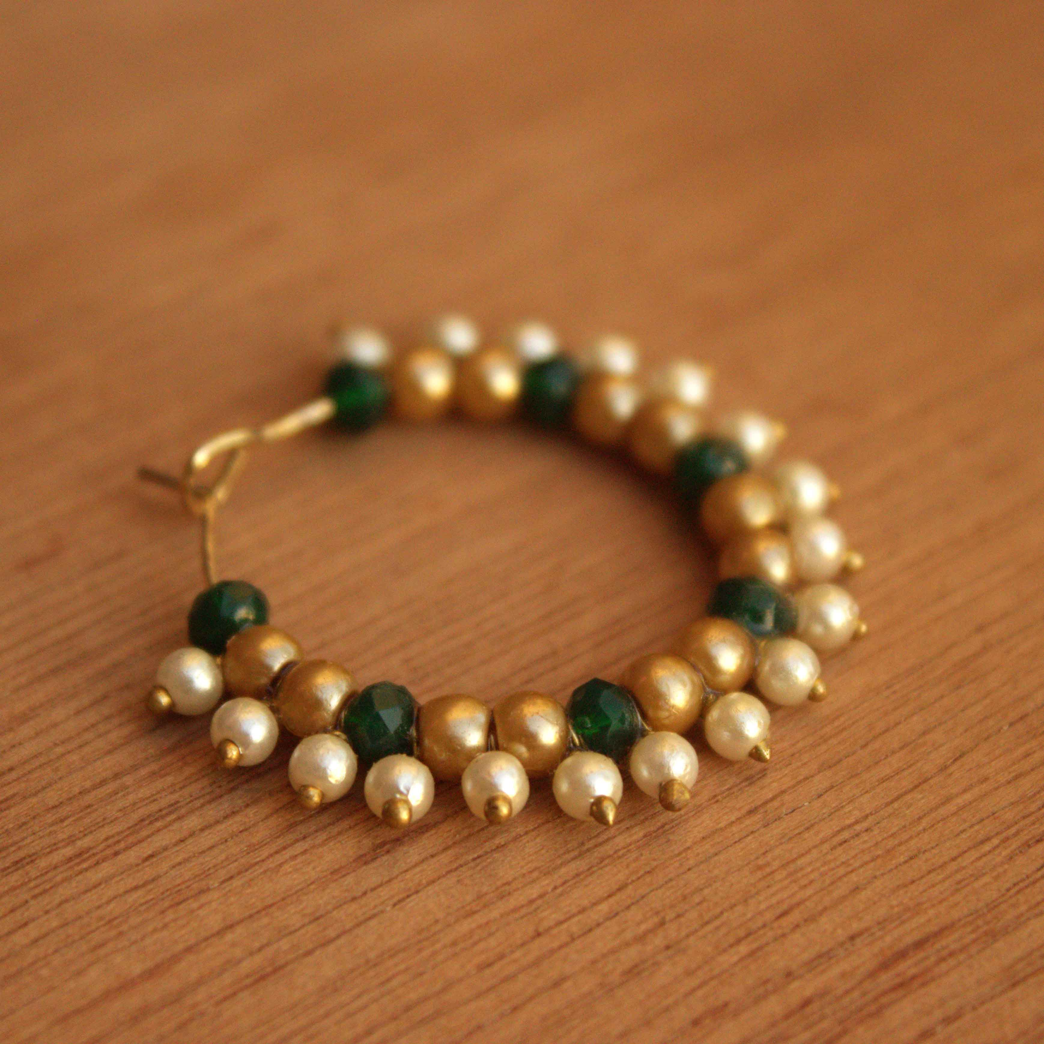 Gorgeous Green Pearl Nose Ring By BeAbhika