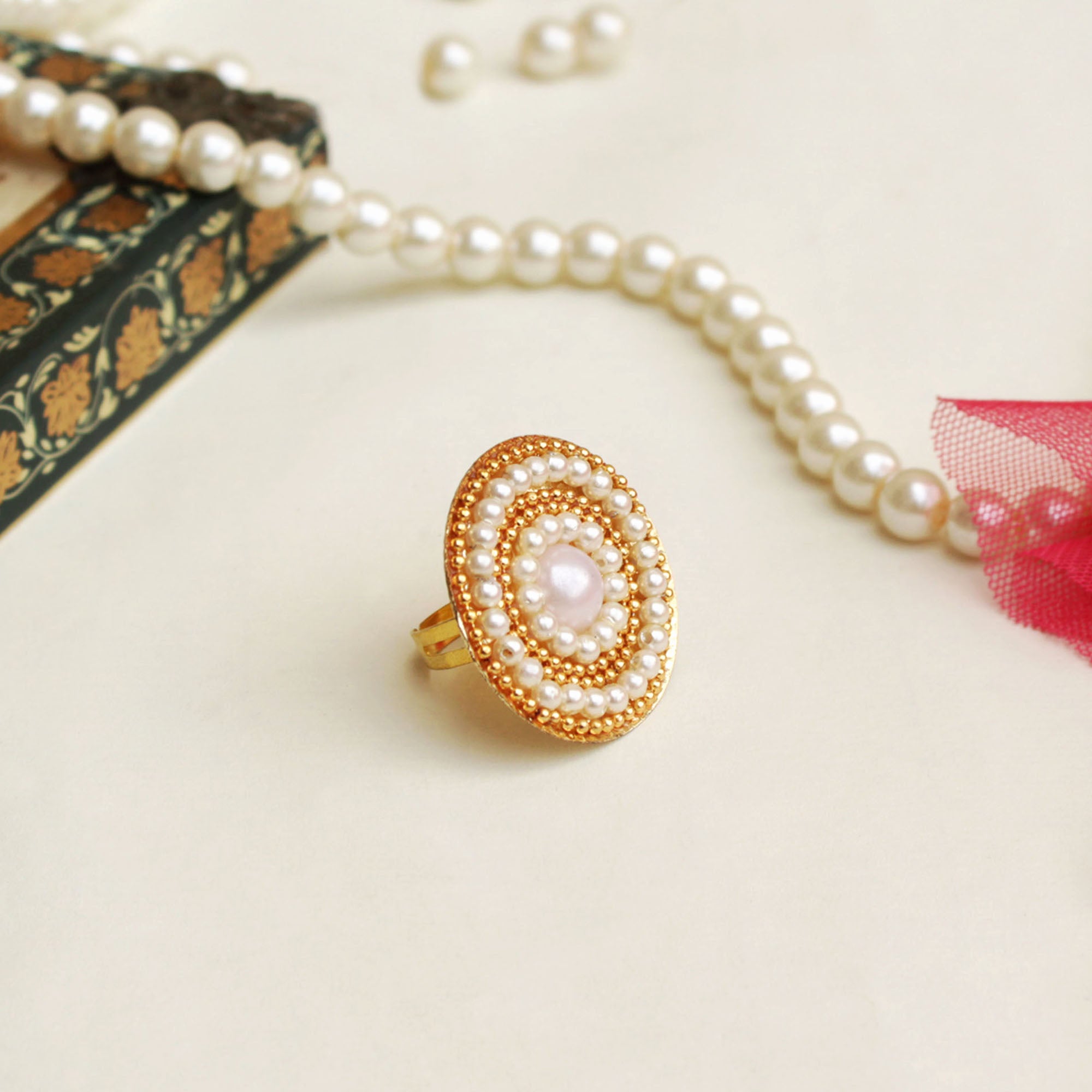 Women's Cluster of pearl ring  - BeAbhika