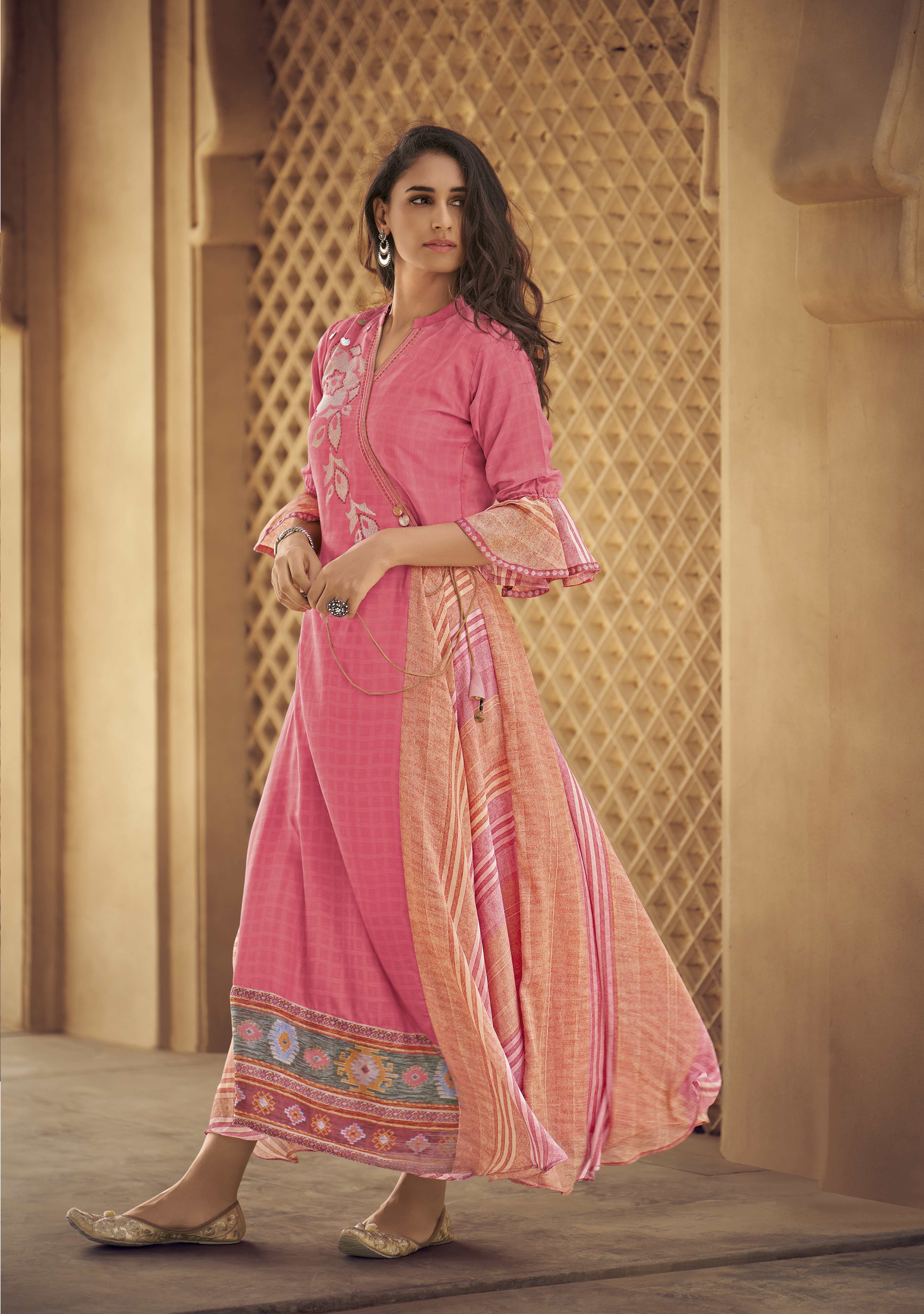 Women's  Multi Silk Blend Bollywood Kurta - Ad-2006 - Navyaa