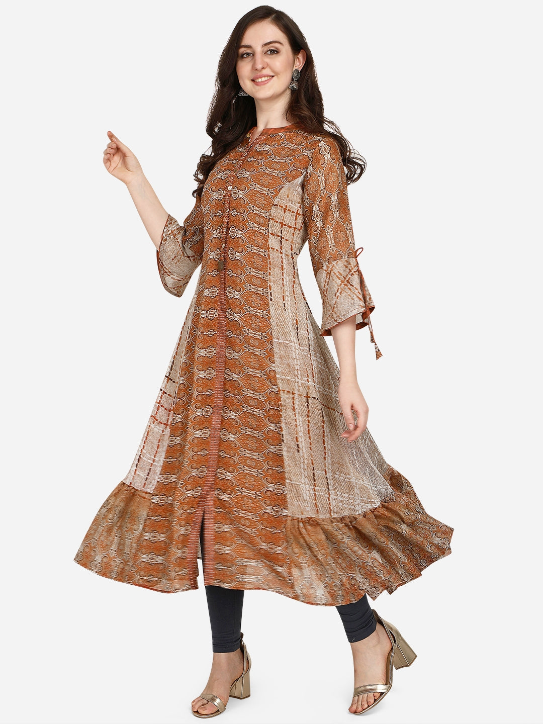 Women's  Multi Silk Blend Bollywood Kurta - Ad-2010 - Navyaa