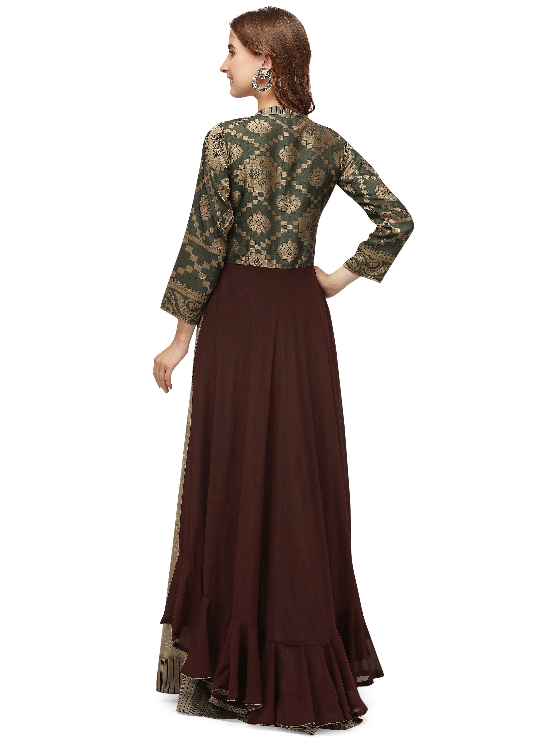 Women's  Multi Color Cotton Silk Printed Gown Ad-2061 - Navyaa