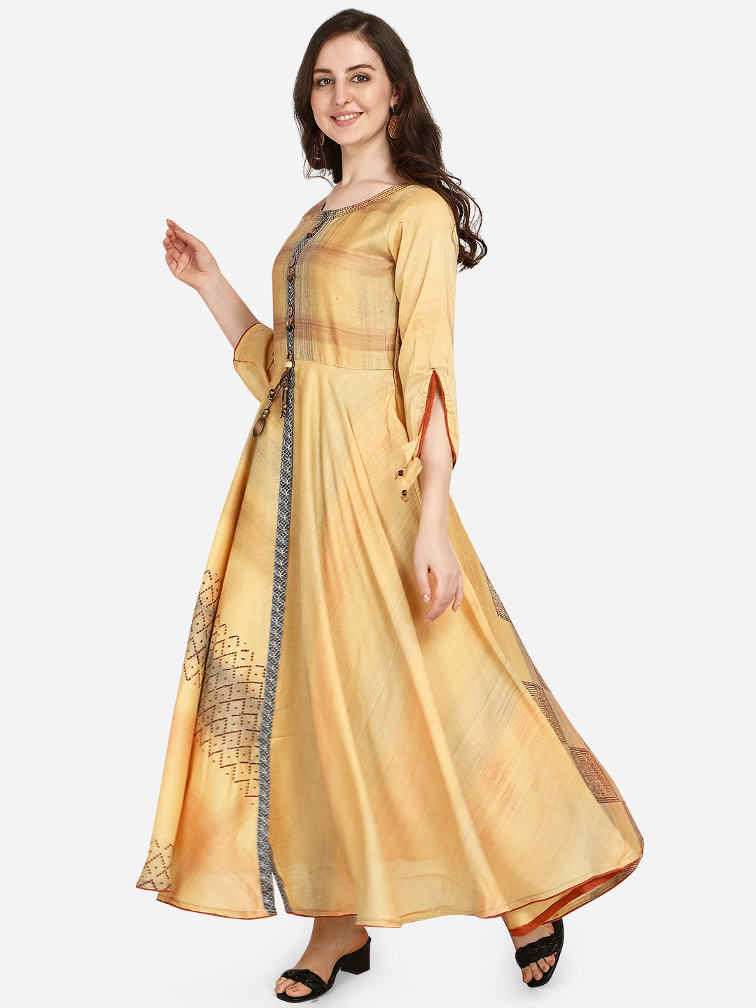 Women's Multi Cotton Blend Bollywood Gown - Ad-2074 - Navyaa
