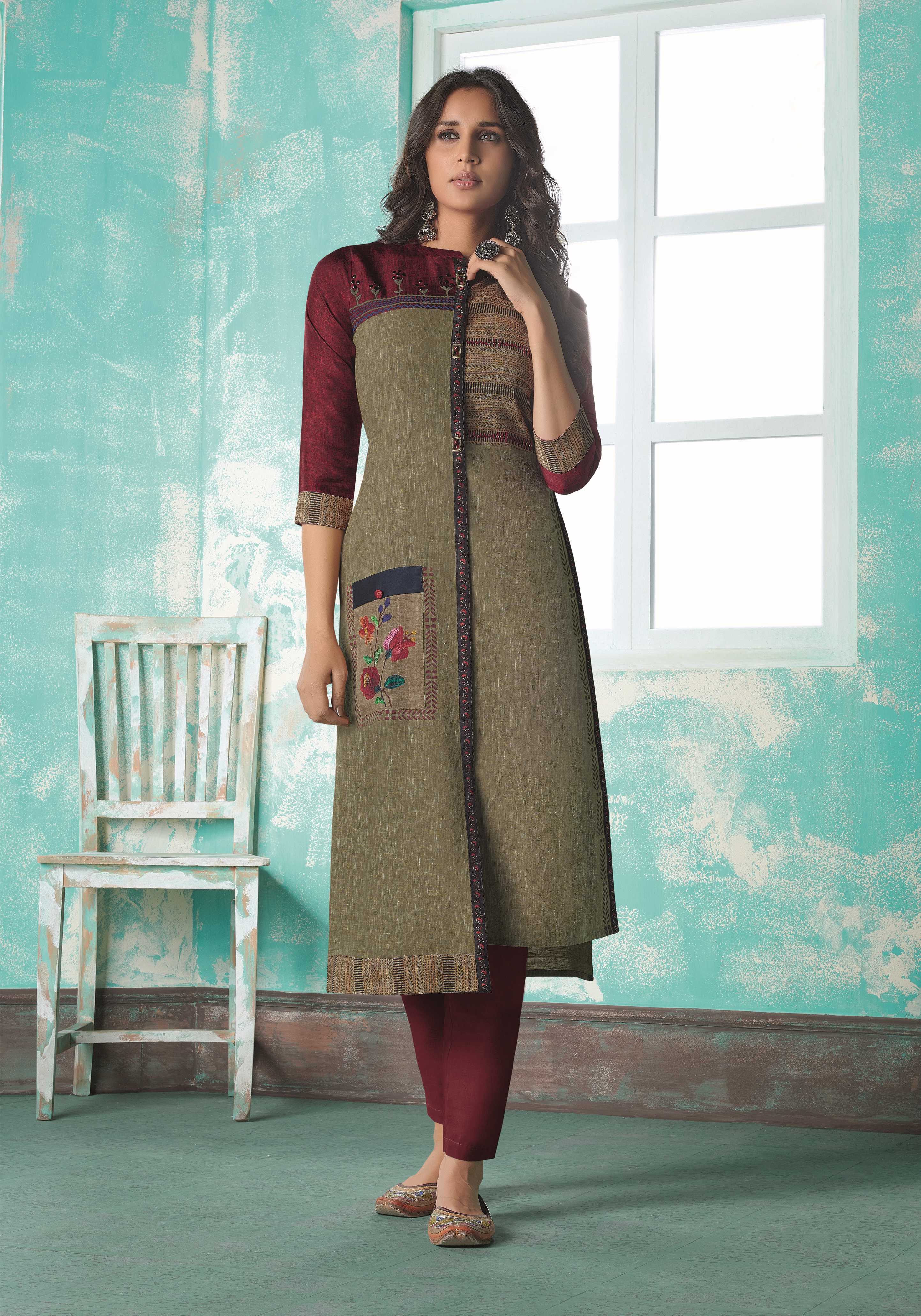 Women's Green Ryon Silk Bollywood Exclusive Kurti - Ad-5025 - Navyaa