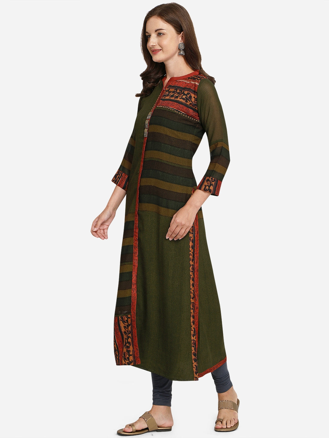 Women's Green Blend Cotton Bollywood Exclusive Kurta - Ad-5036 - Navyaa