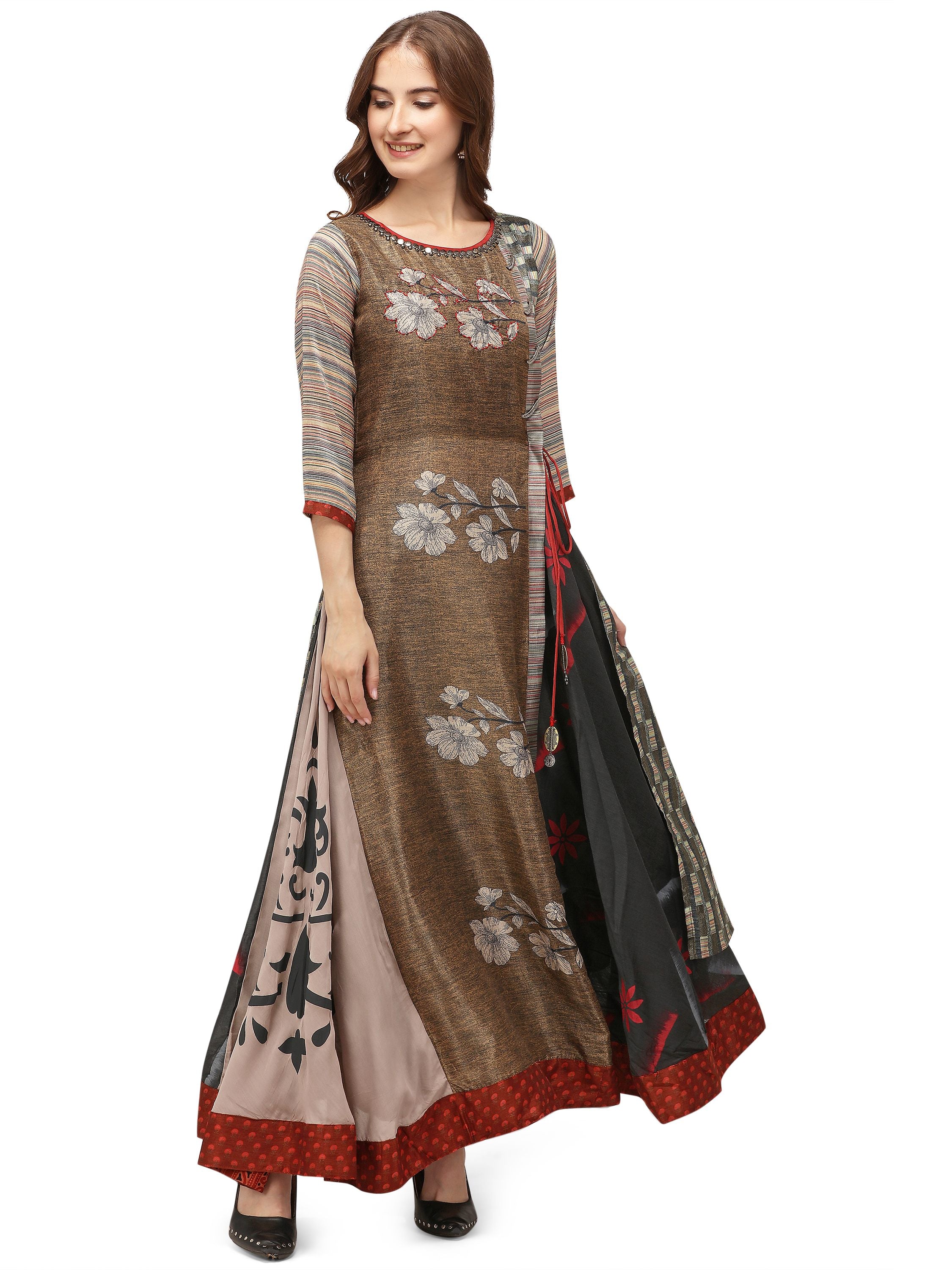 Women's Multi Cotton Silk Bollywood Exclusive Gown - Ad-5045 - Navyaa