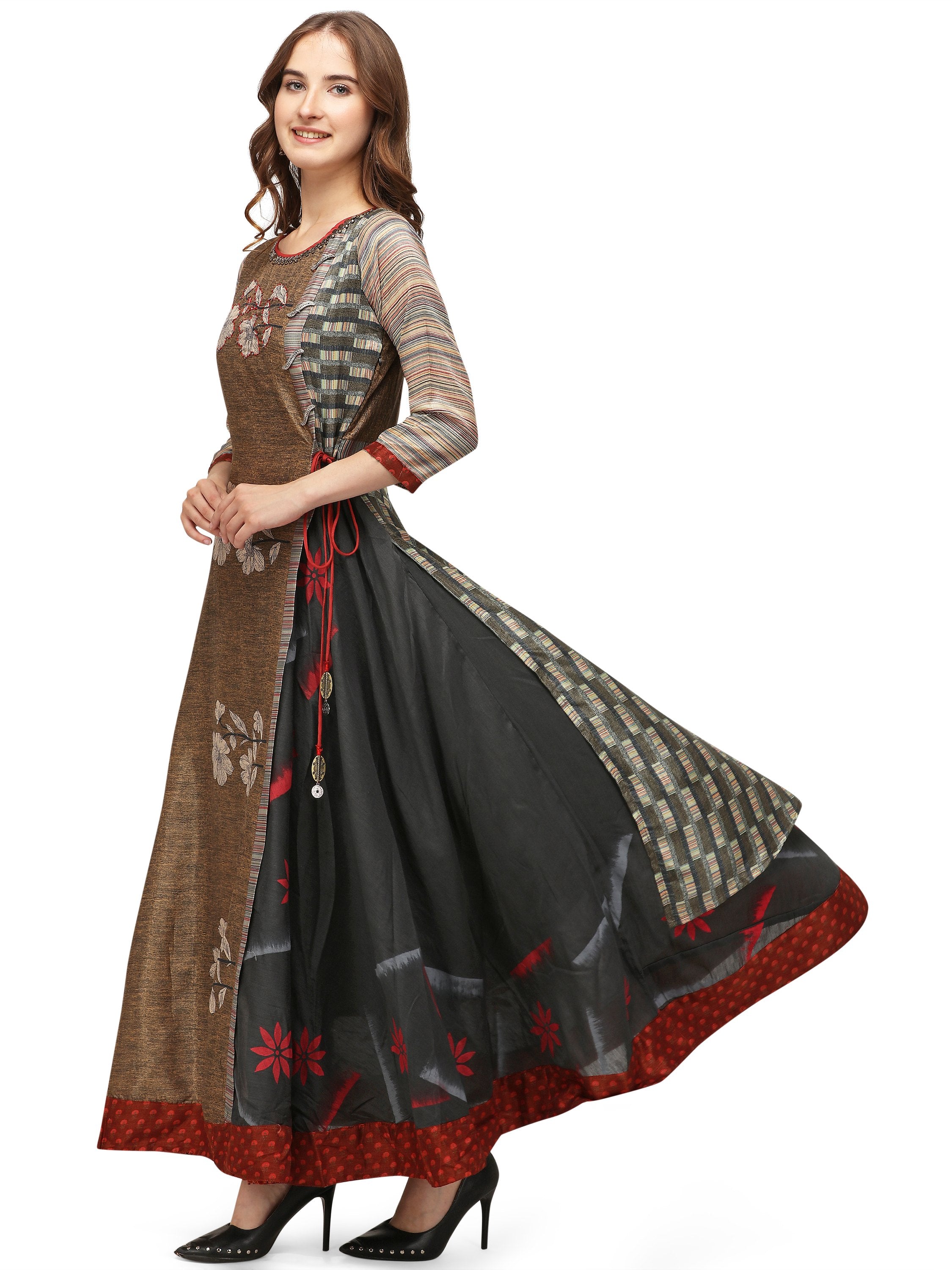 Women's Multi Cotton Silk Bollywood Exclusive Gown - Ad-5045 - Navyaa