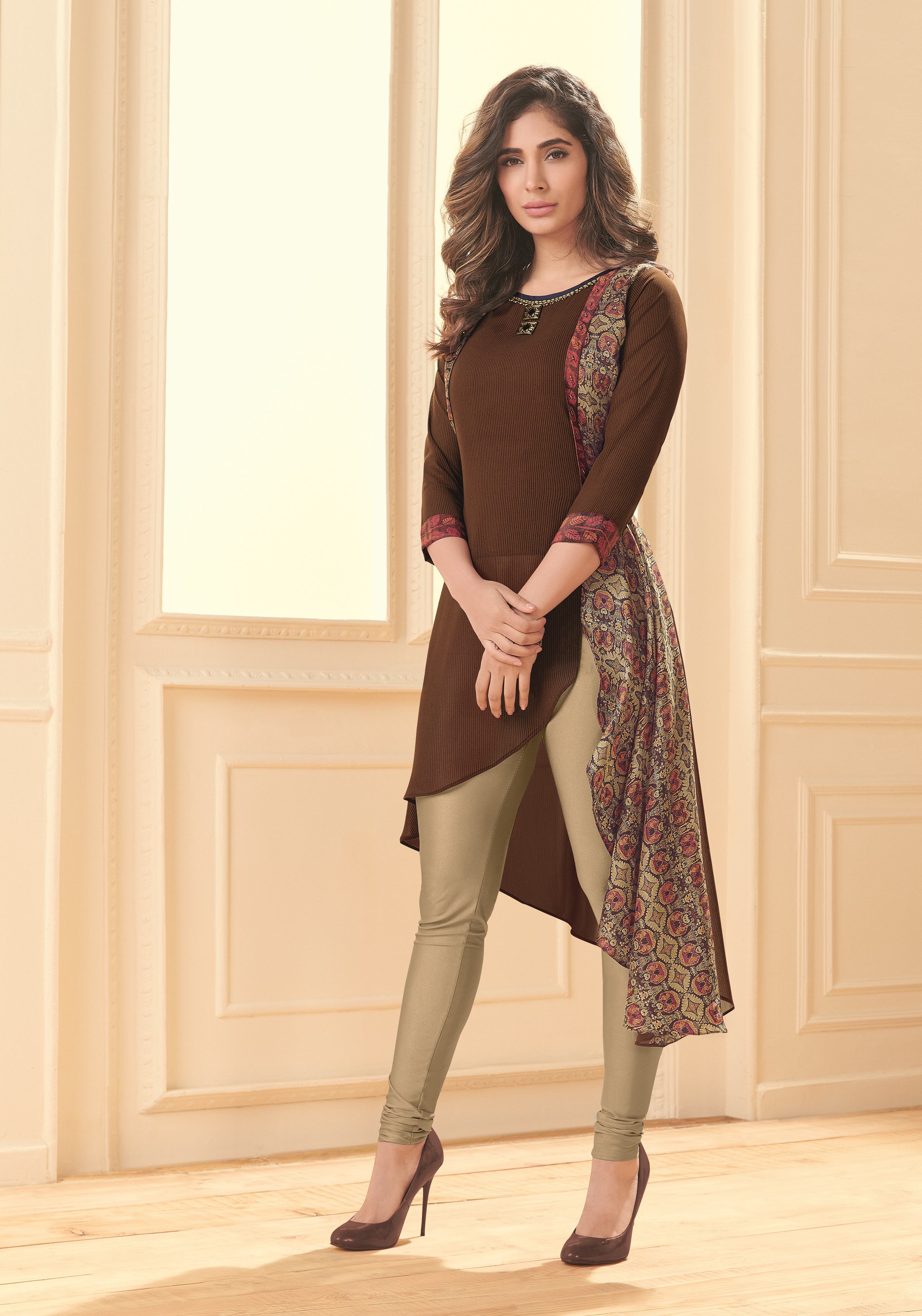 Women's Brown Blend Cotton Bollywood Exclusive Kurti - Ad-9003 - Navyaa