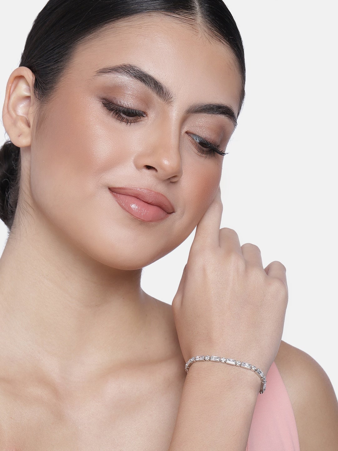 Women's Cubic Zirconia Adjustable Bracelet Jewellery with Pull-Chain for Women - I Jewels