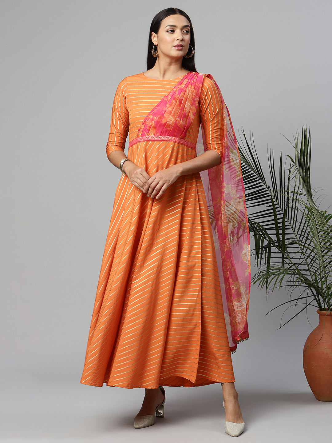 orange crepe dress Zara crepe dress House of Naya