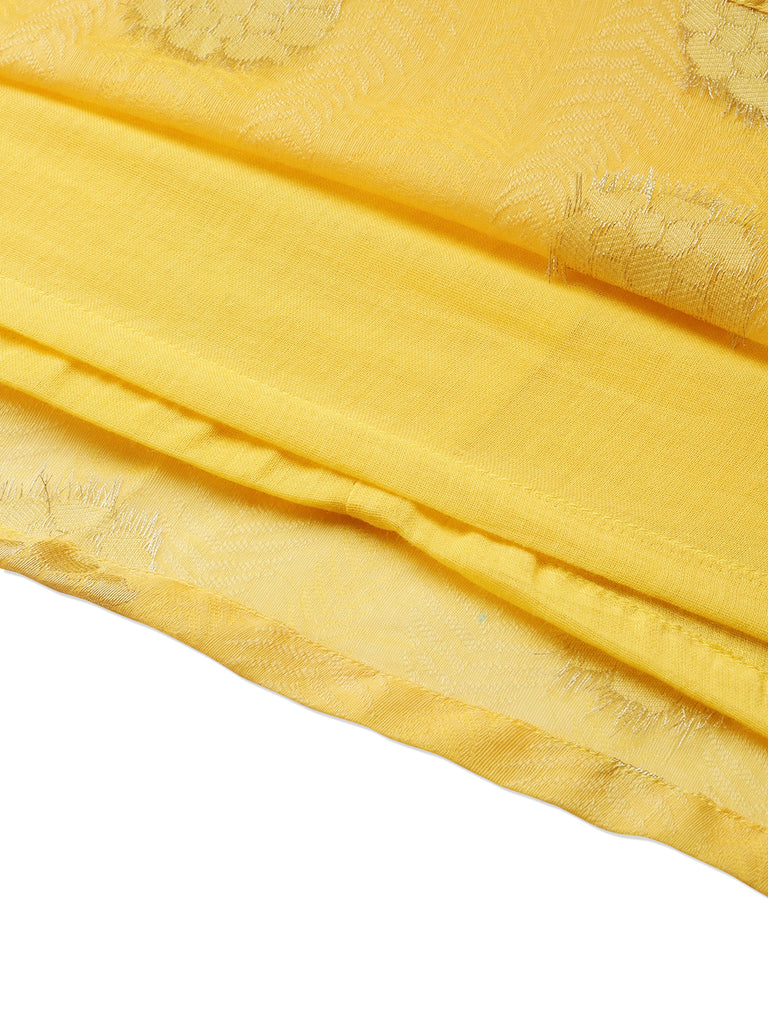 Women's Yellow Chanderi Jacquard Woven Dress