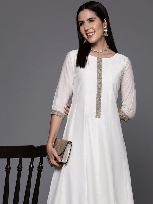 a line ethnic dress Paisley Embroidered A-Line Cotton Ethnic Dress