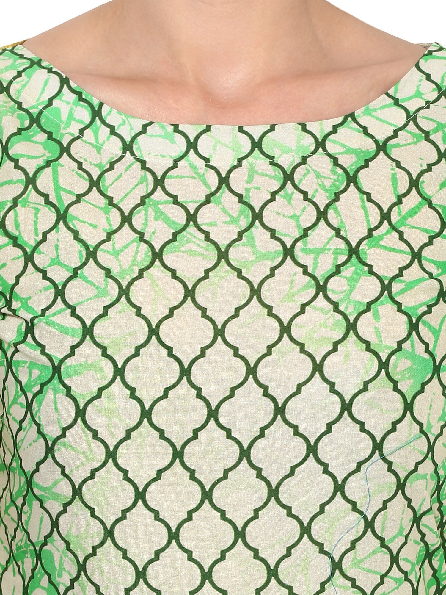 Women's Designer Pista Green Digital Printed Cotton Only Kurti - Ahalyaa