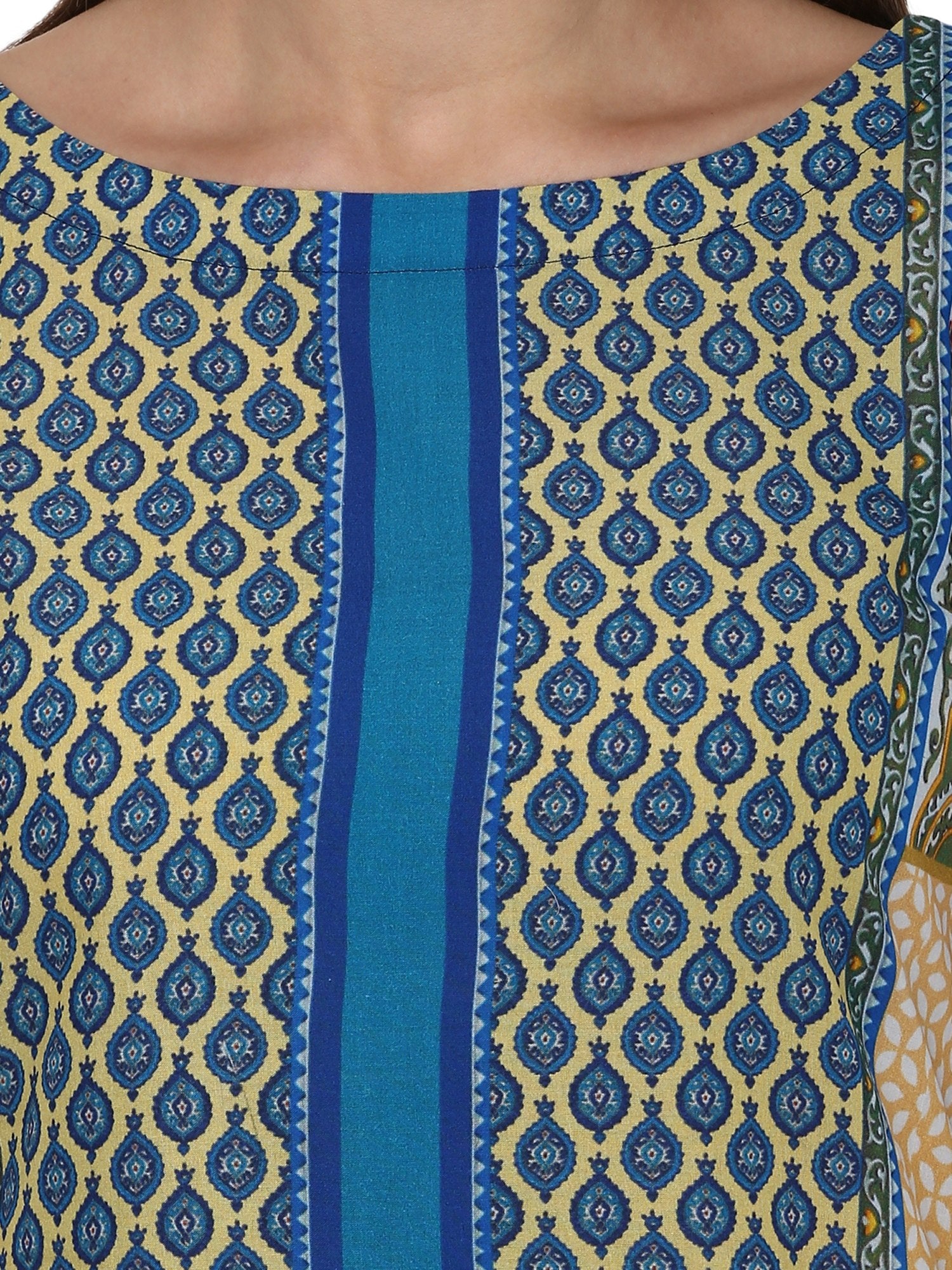 Women's Pakistani Digital Printed Designer Cotton Only Kurti With 3/4Th Sleeves - Ahalyaa