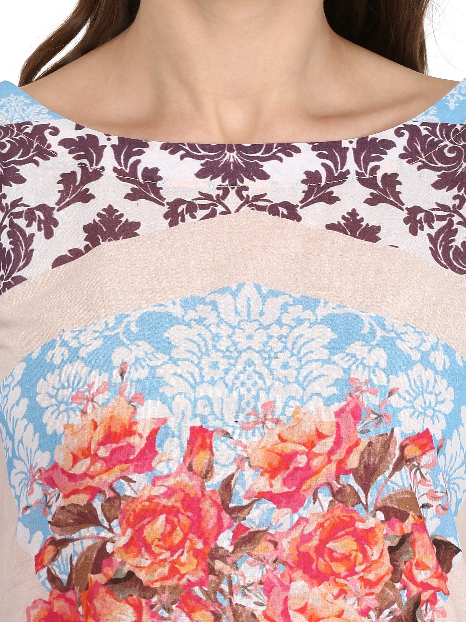 Women's Floral Summer Cotton Printed Digital Only Kurti - Ahalyaa