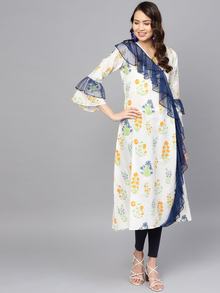 Women's Angrakha Style Printed Only Kurta