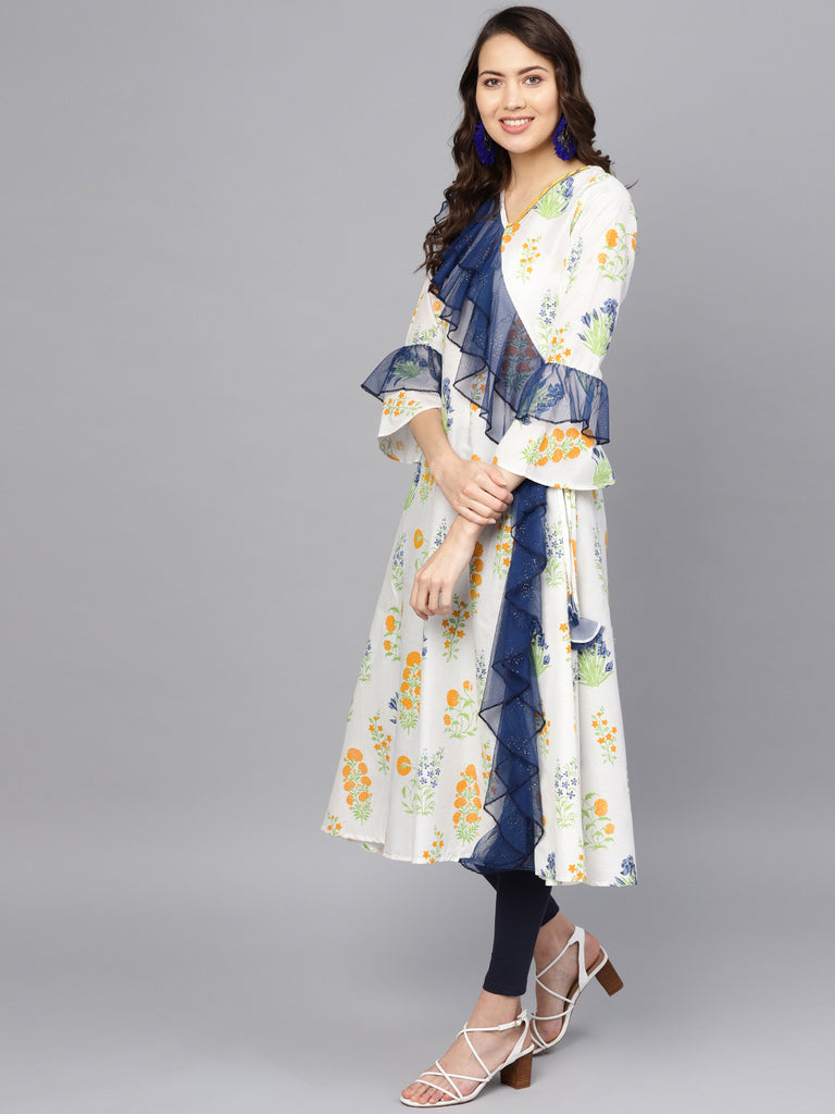 Women's Angrakha Style Printed Only Kurta