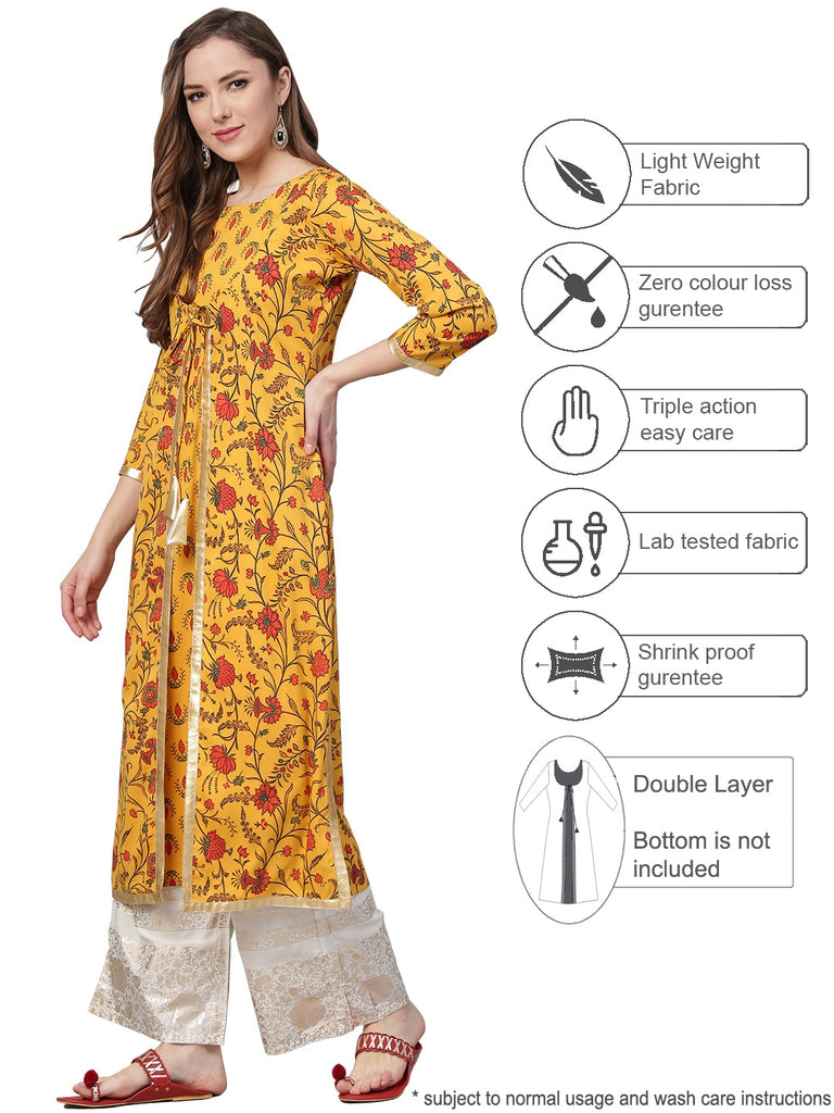 Women's Yellow A-Line Only Kurta