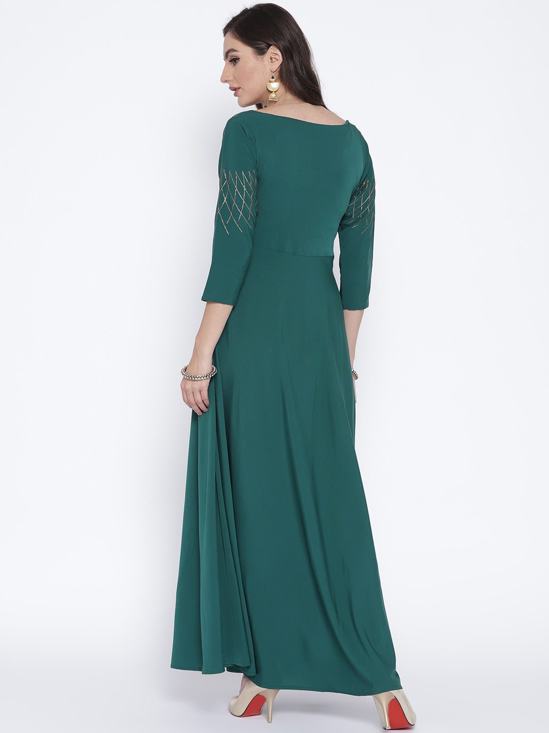 Women's Turquoise Crepe Kurta Dress - Ahalyaa