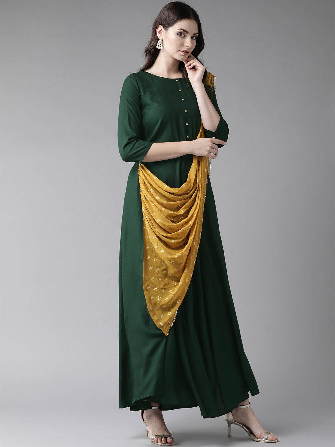 Women's Women's Dark Green Only Gown - Ahalyaa