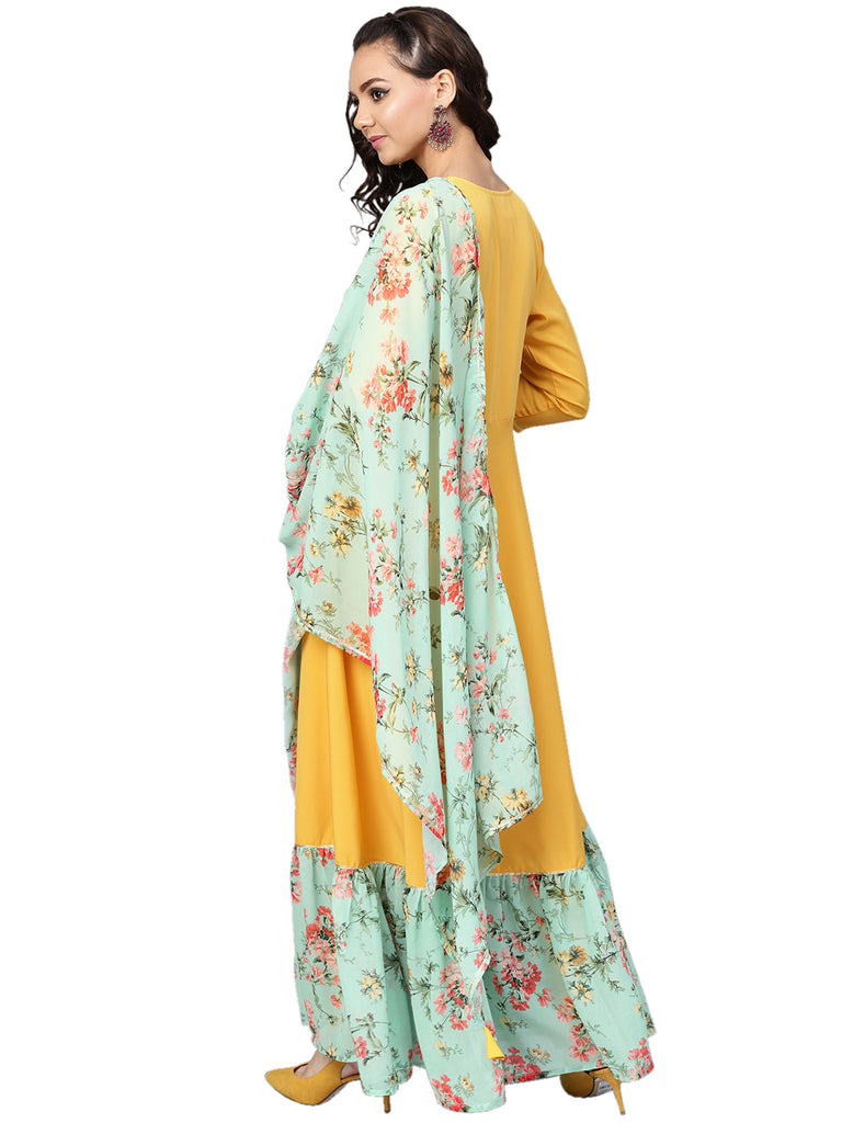 Women's Mustard Straight Crepe Kurta Sets