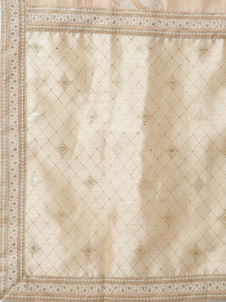 Women's  Cream Anarkali Kurta With Dupatta