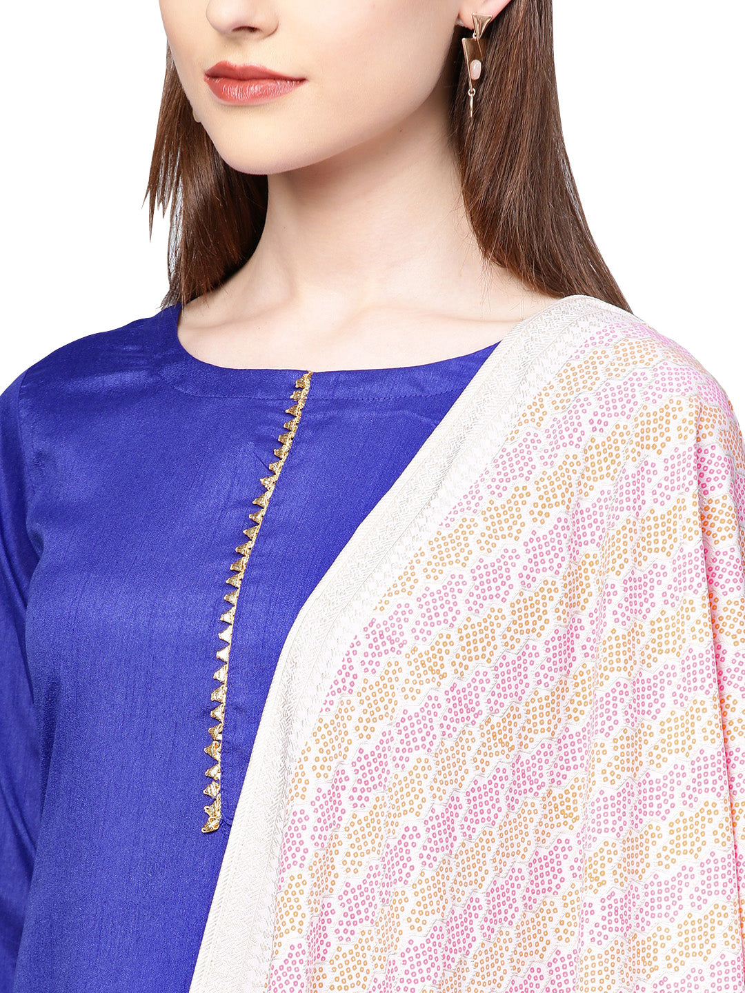 Women's Royal Blue Poly Silk Solid Salwar Suit With Dupatta- Ahalyaa
