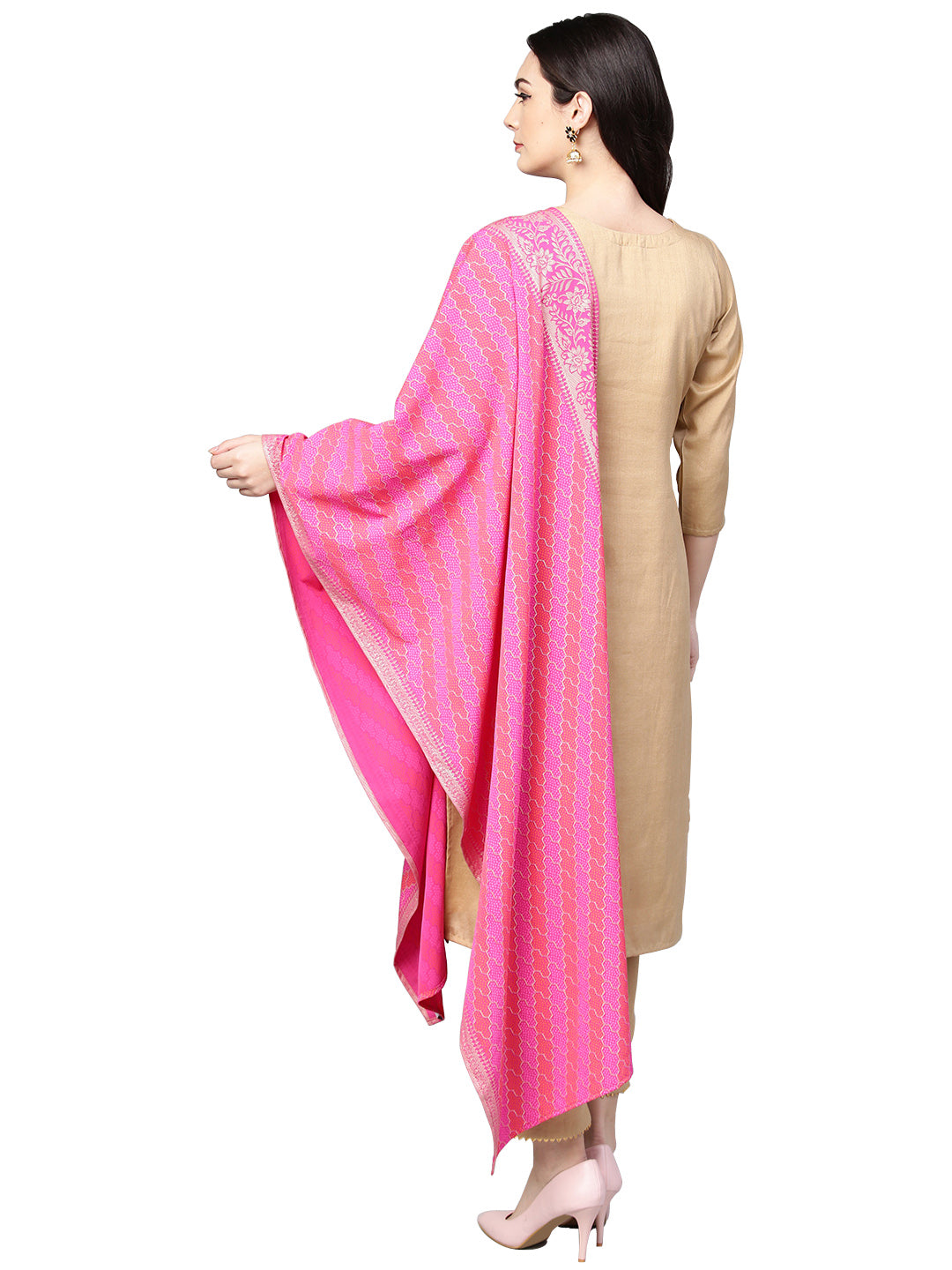 Women's Faux Silk Kurta Pant Set With Traditional Bandhini Print Dupatta- Ahalyaa
