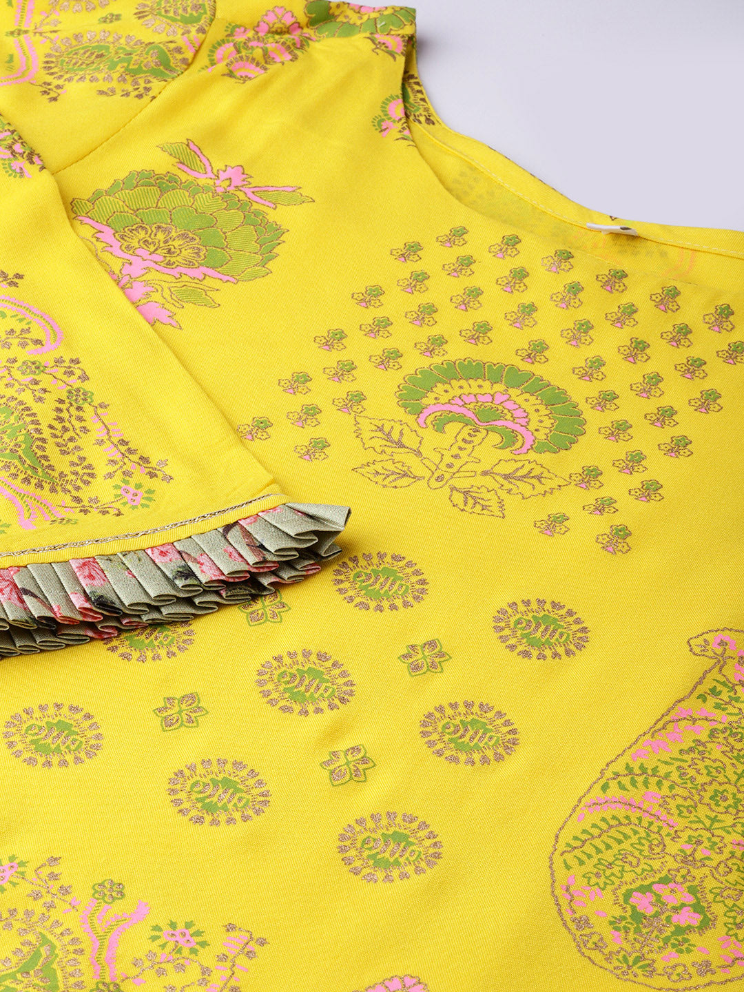 Women's  Yellow Printed Kurta Set  - Ahalyaa
