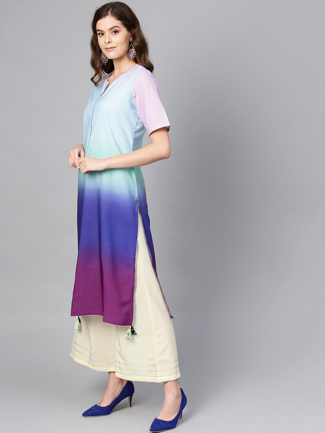 Women's Multi Color Dyed Kurta Set  - Ahalyaa