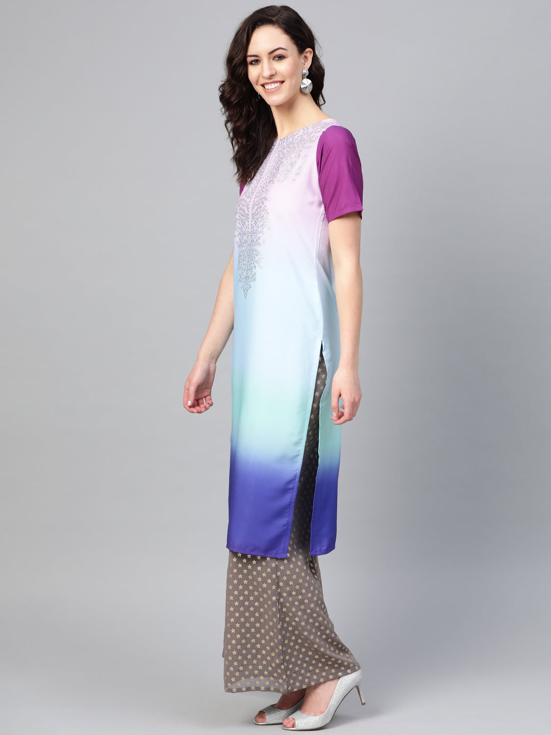 Women's  Multicolour Straight Kurta Set - Ahalyaa