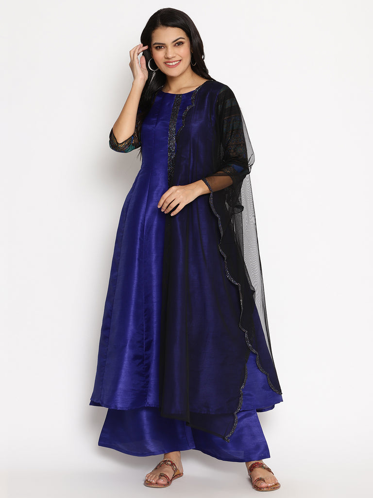 Women's S Blue Muslin Kurta Set